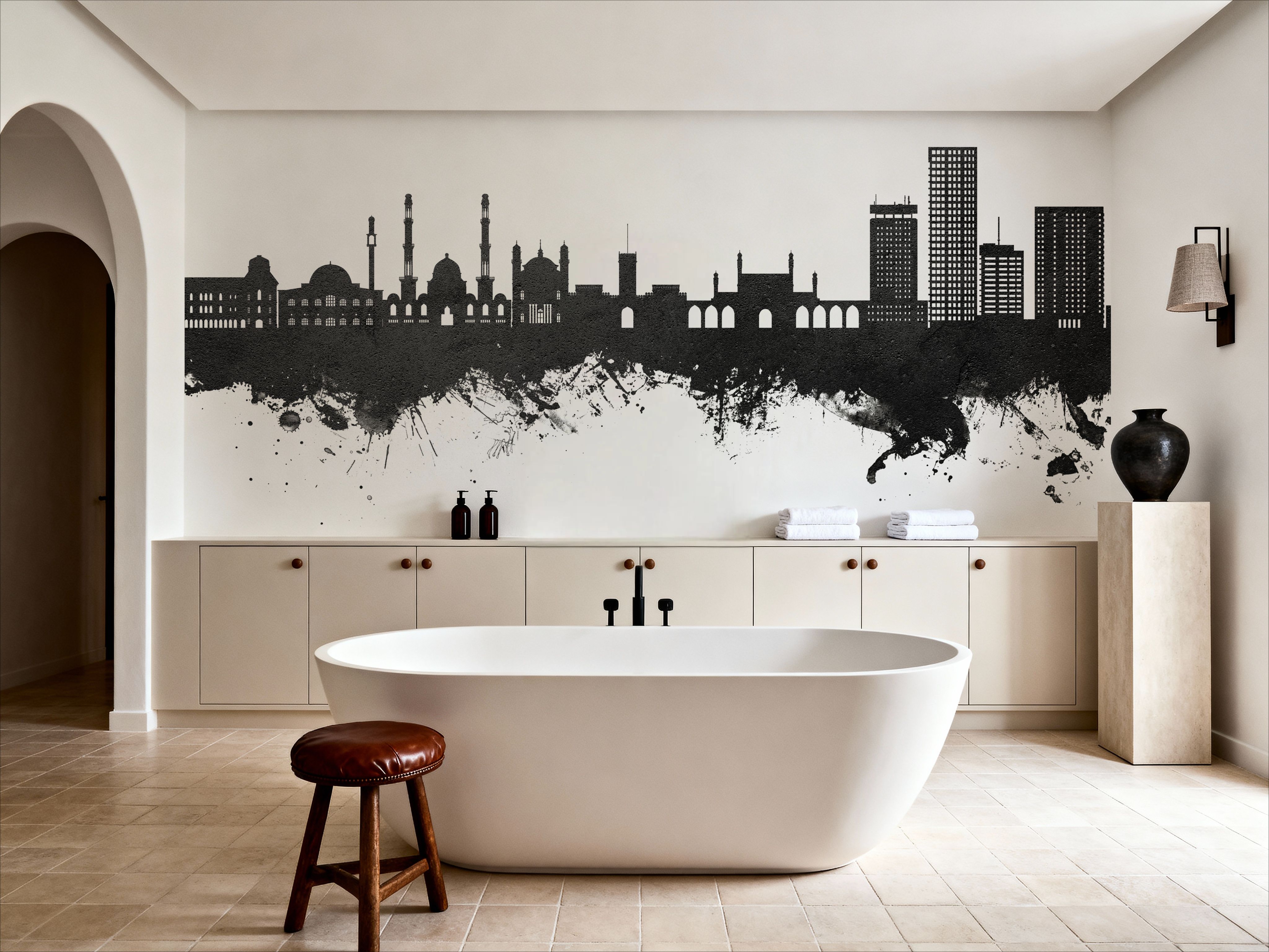 Kabul Afghanistan Skyline Black & White