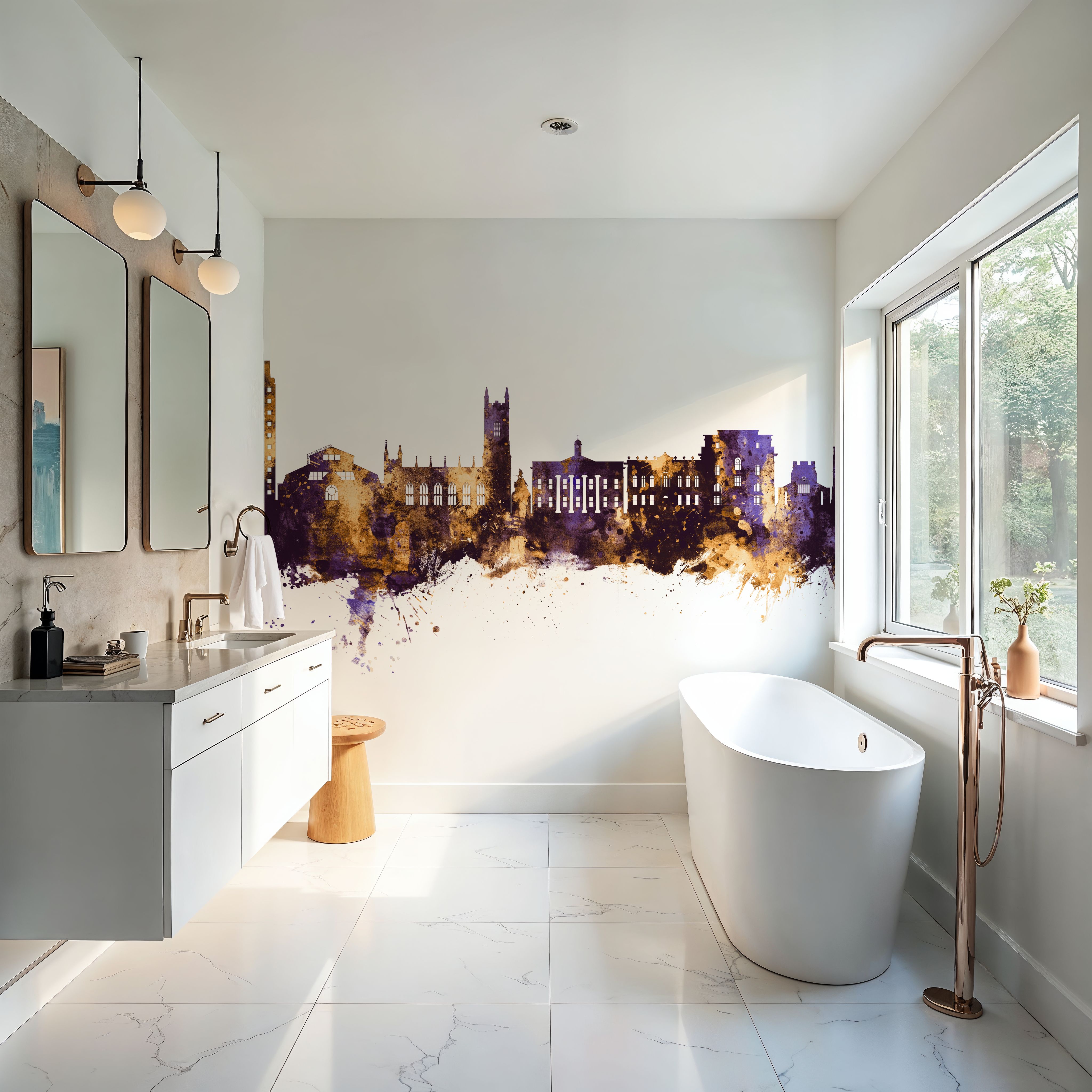 Oldham England Skyline Purple & Gold