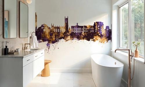 Oldham England Skyline Purple & Gold