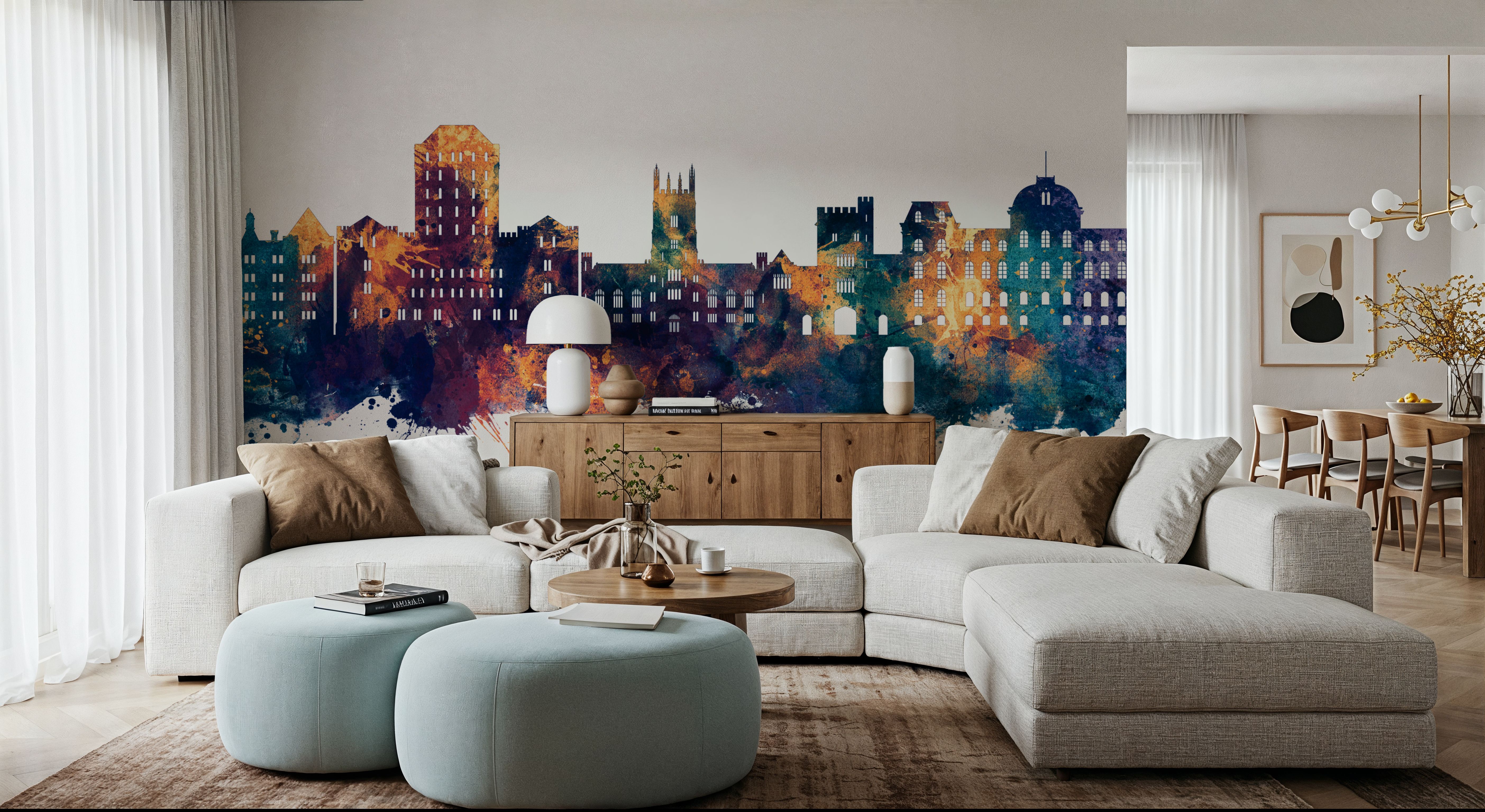 Poughkeepsie New York Skyline Blue & Bronze