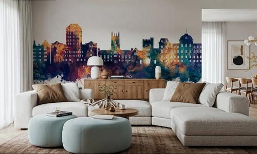 Poughkeepsie New York Skyline Blue & Bronze