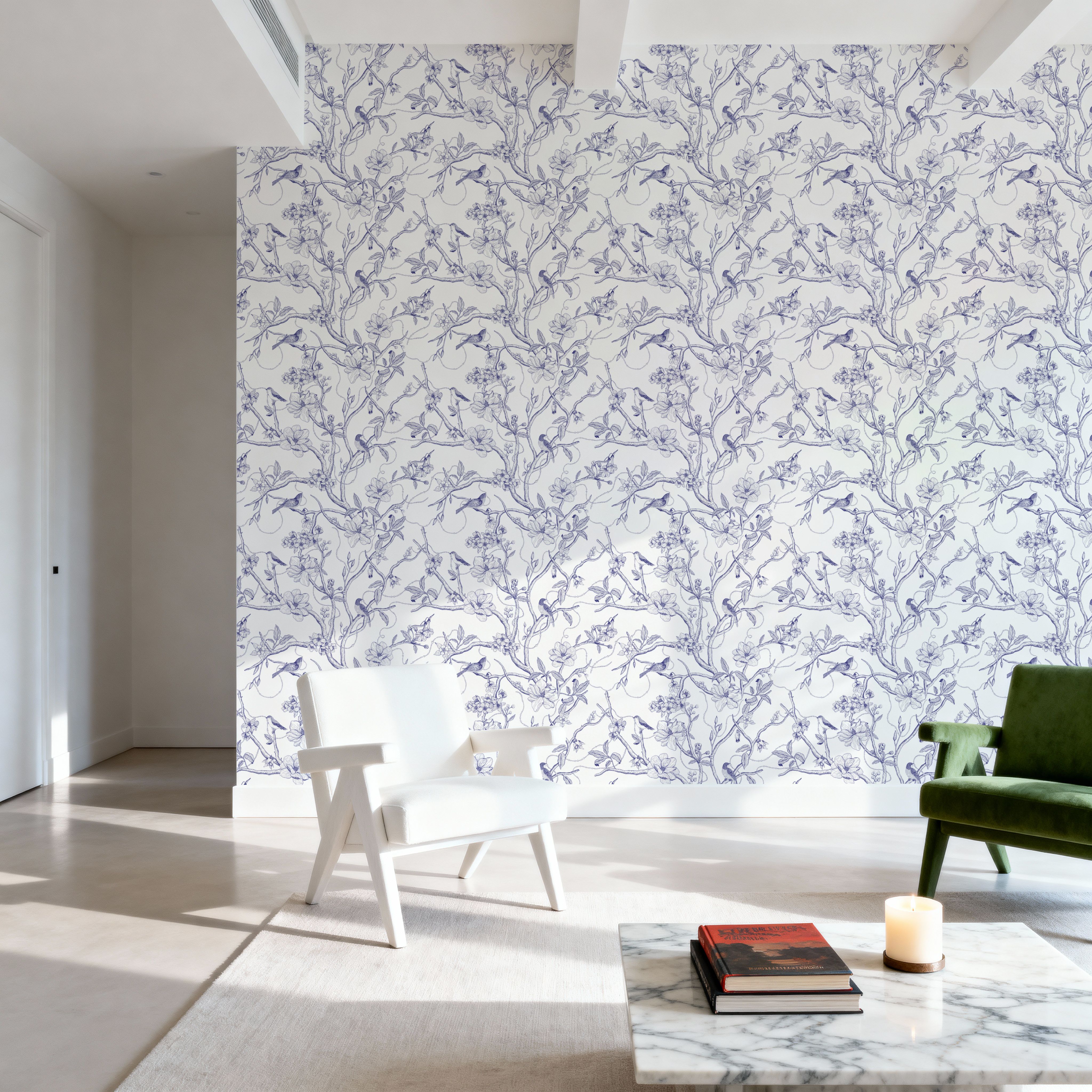 Trailing Tree of Life, Blue on White