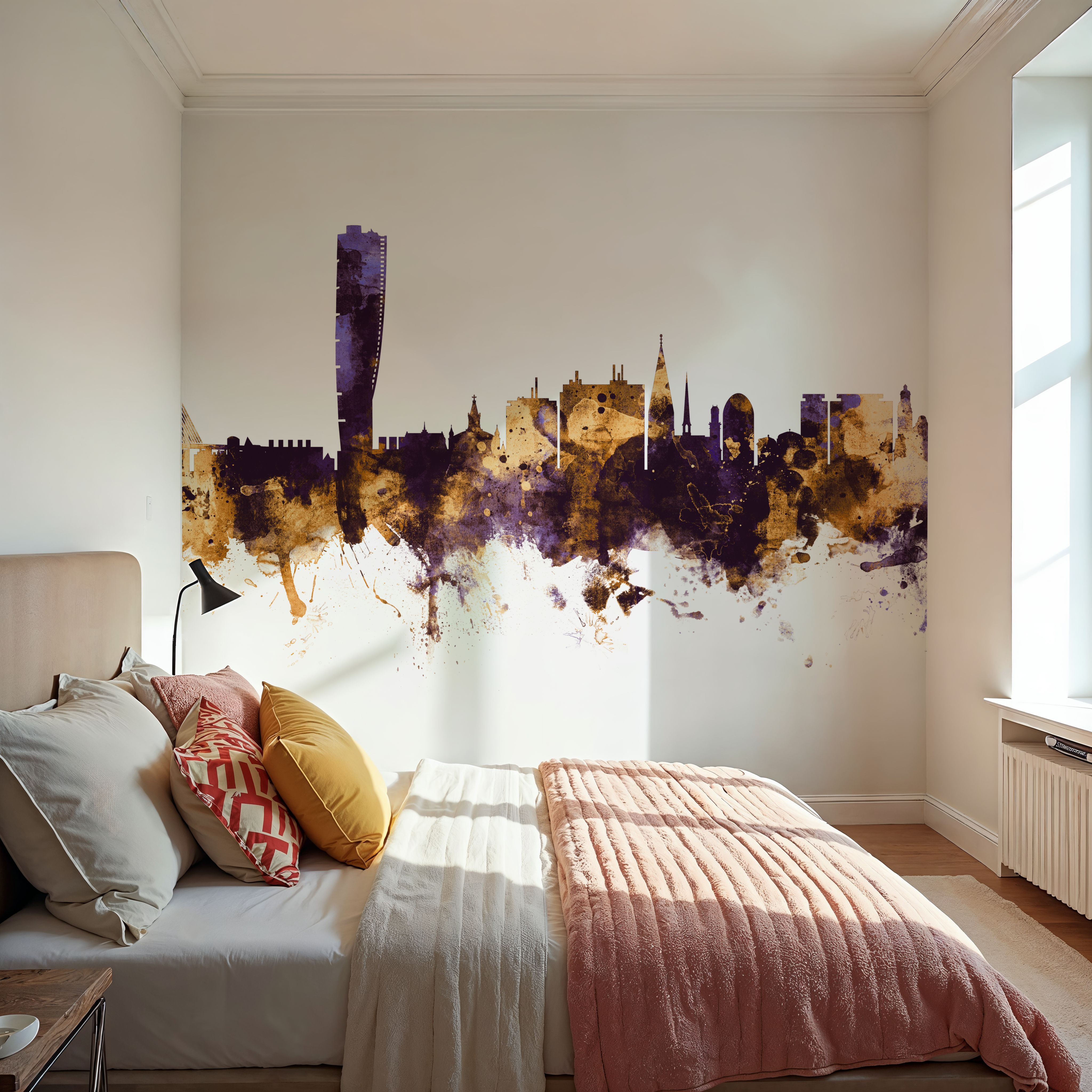 Malmö Sweden Skyline Purple & Gold