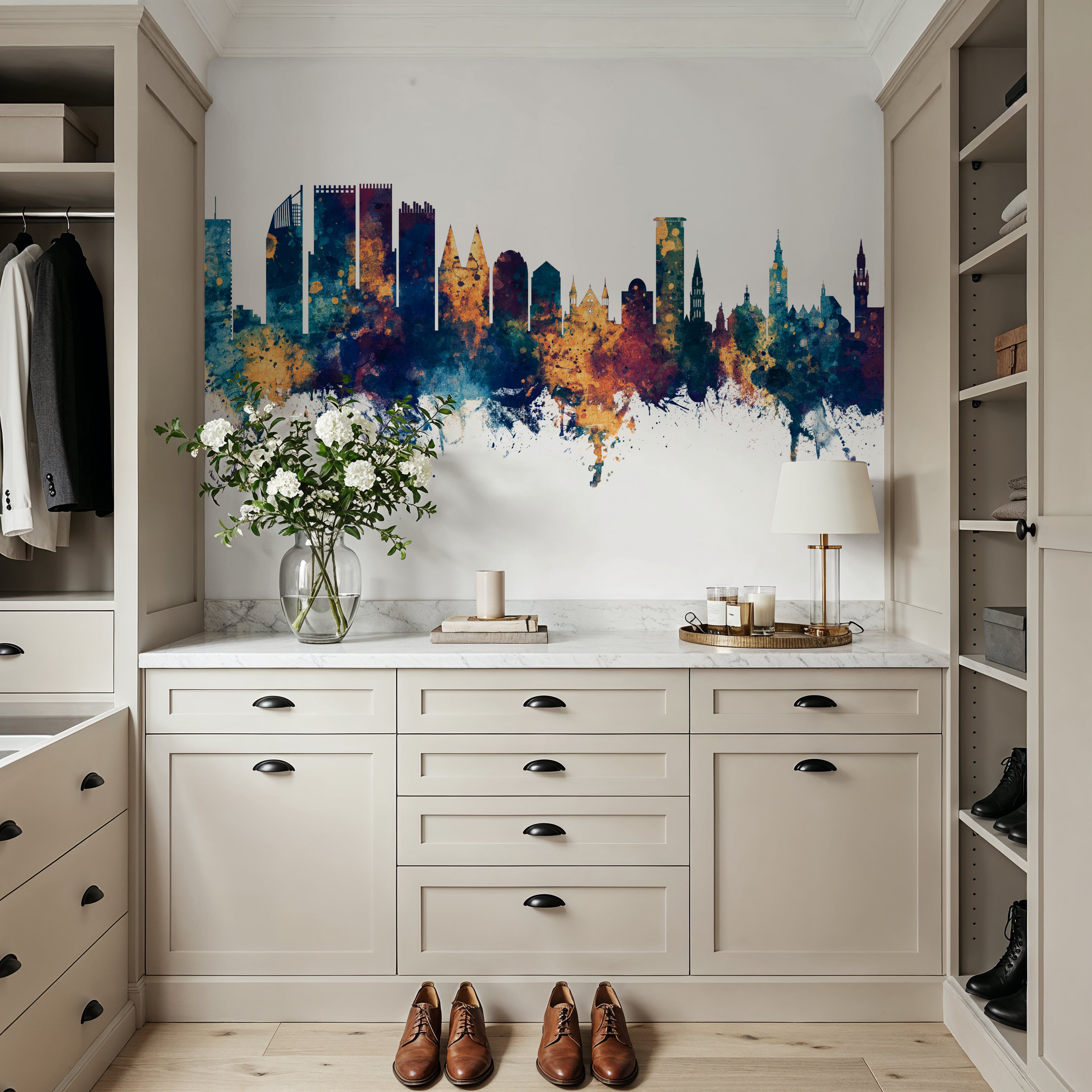 The Hauge Netherlands Skyline Blue & Bronze