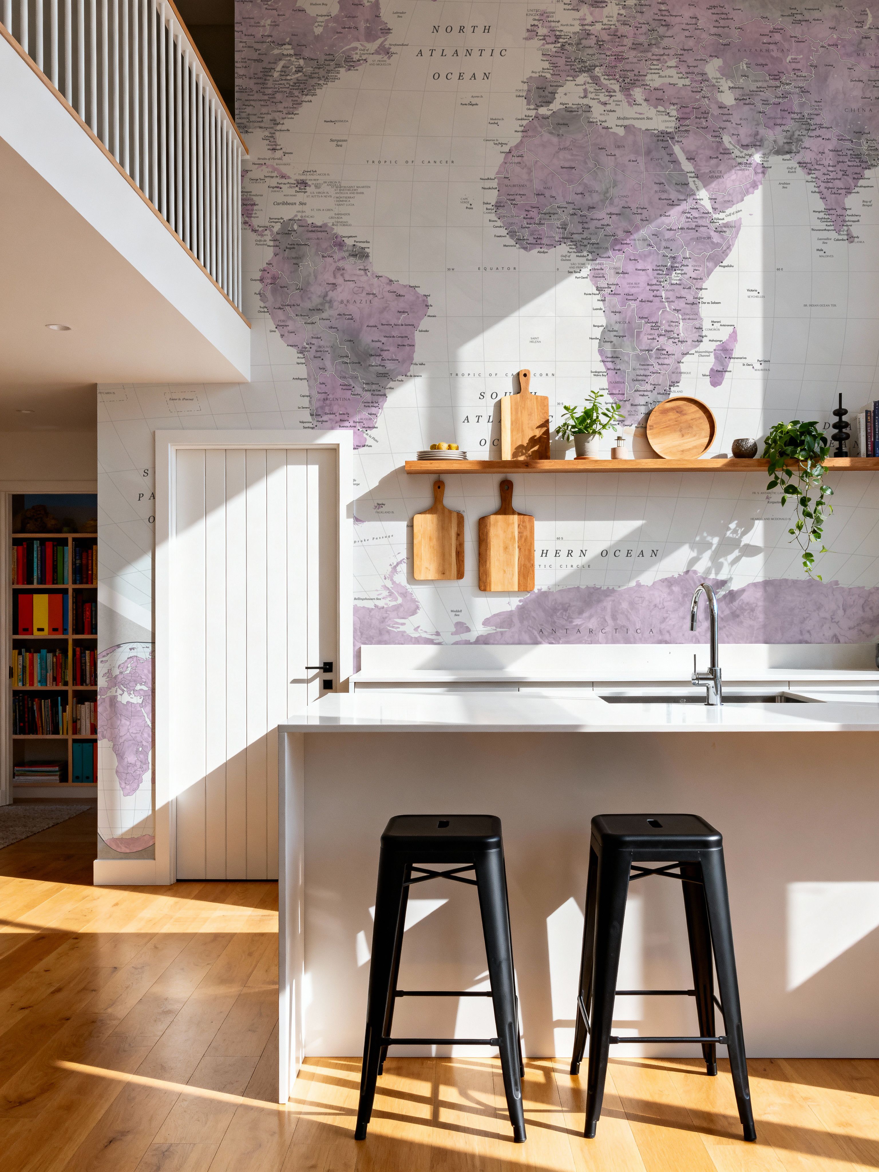 World Map Atlas Purple