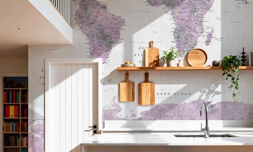 World Map Atlas Purple