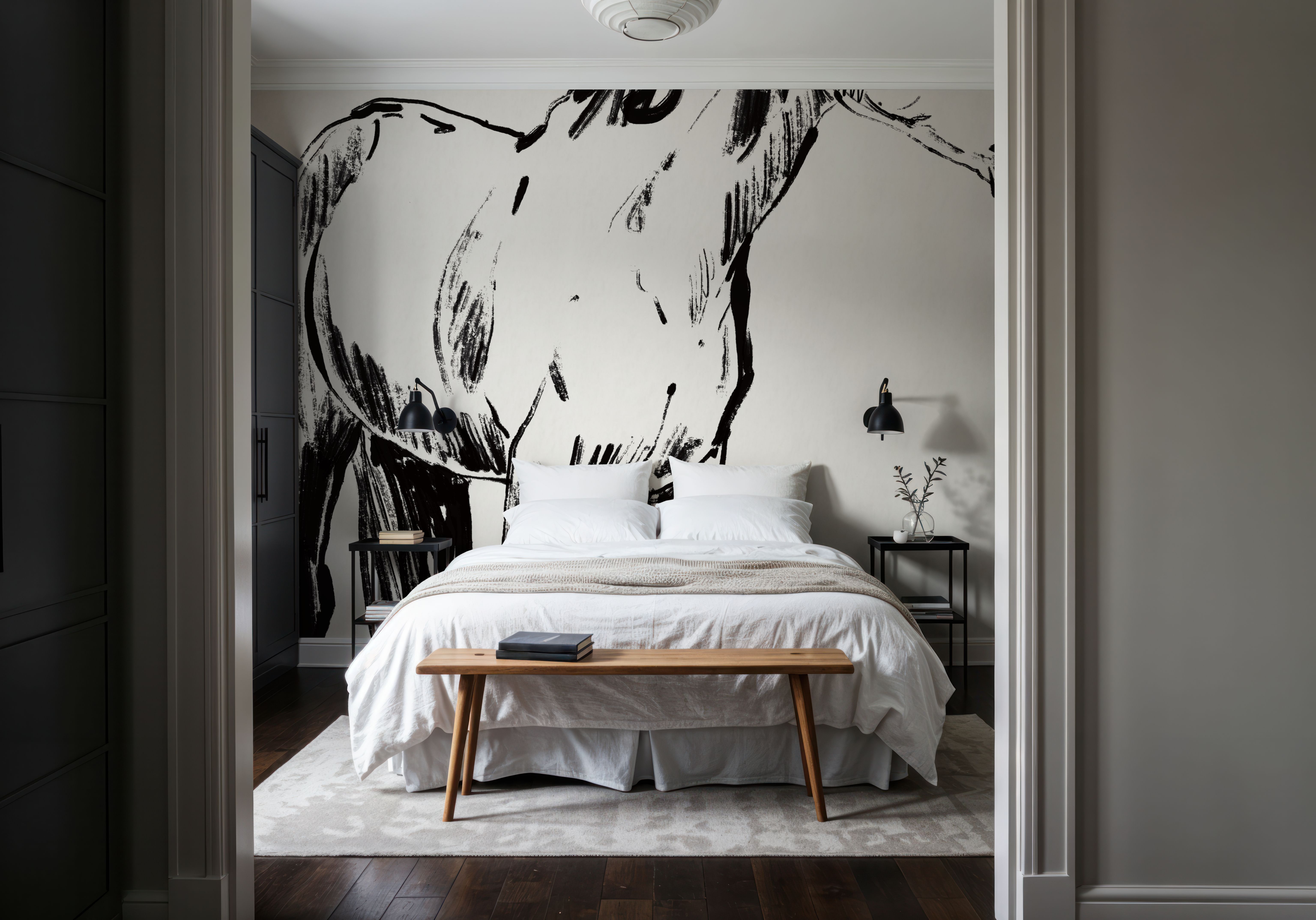 Wall Mural - Stance Sketch - Farm Animals mural wallpaper - Bedroom - Wallism US - Premium, Textured or Peel & Stick