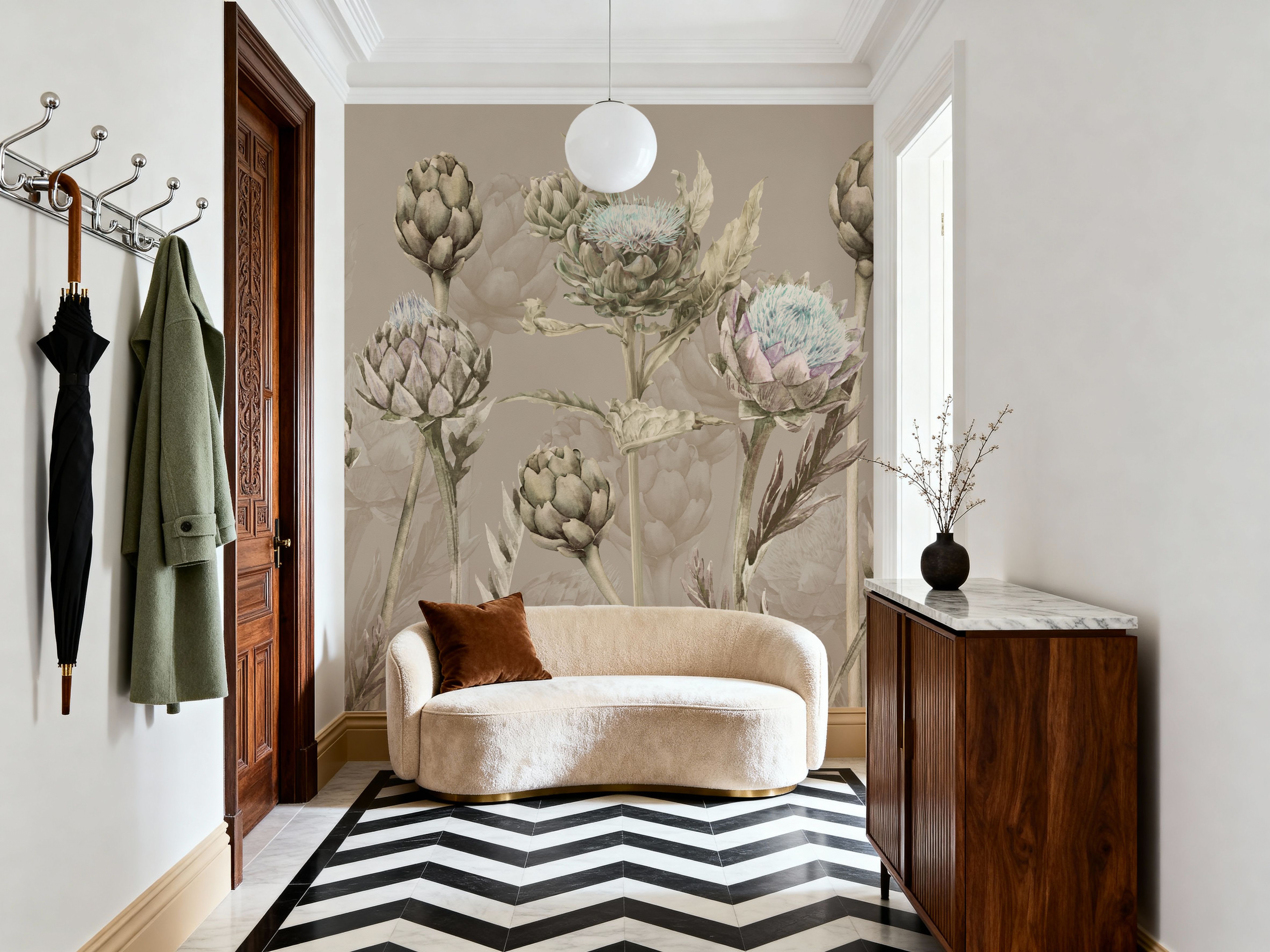 Artichoke Blooms, Mocha