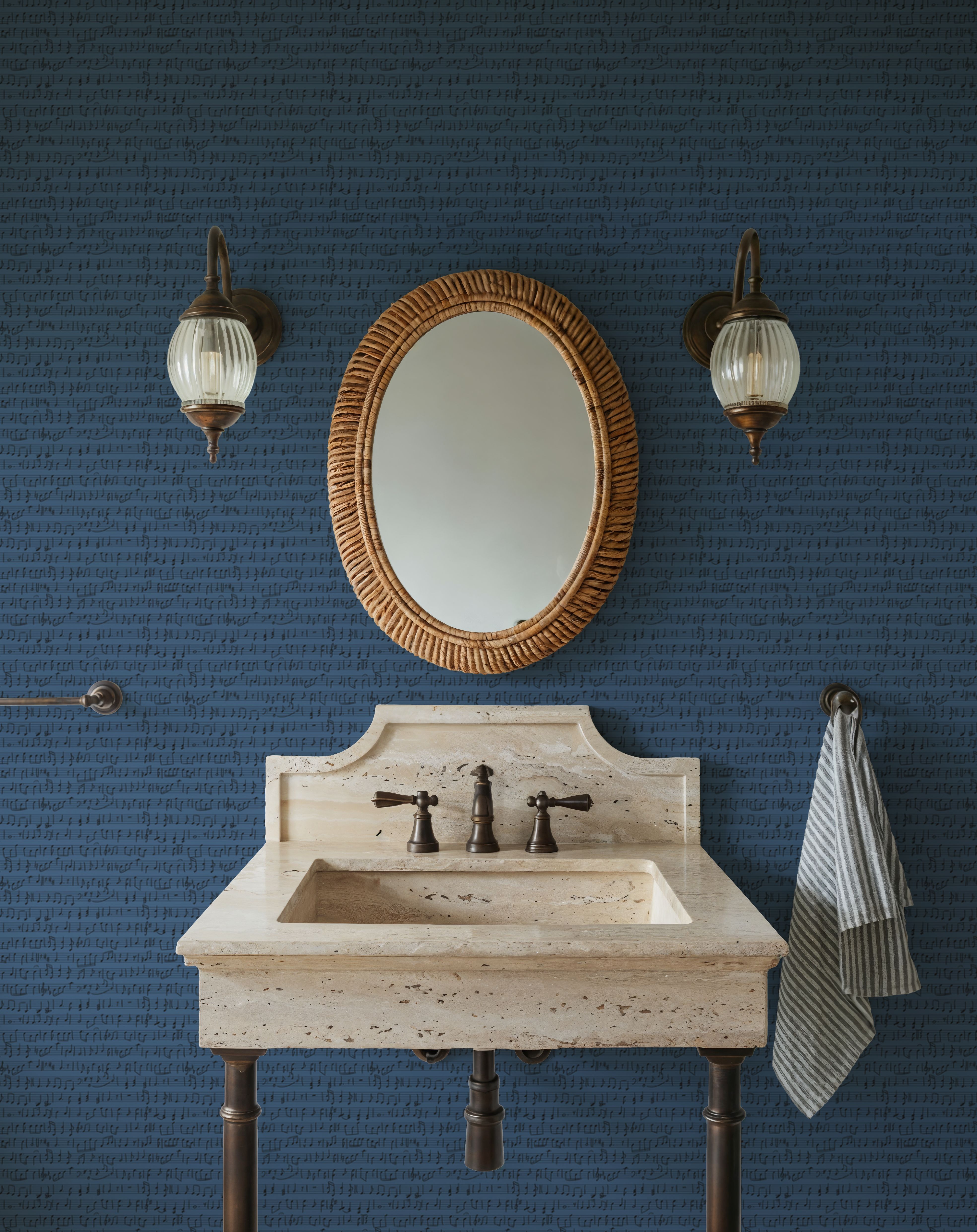 Notes On A Score, French Blue, Papel de parede