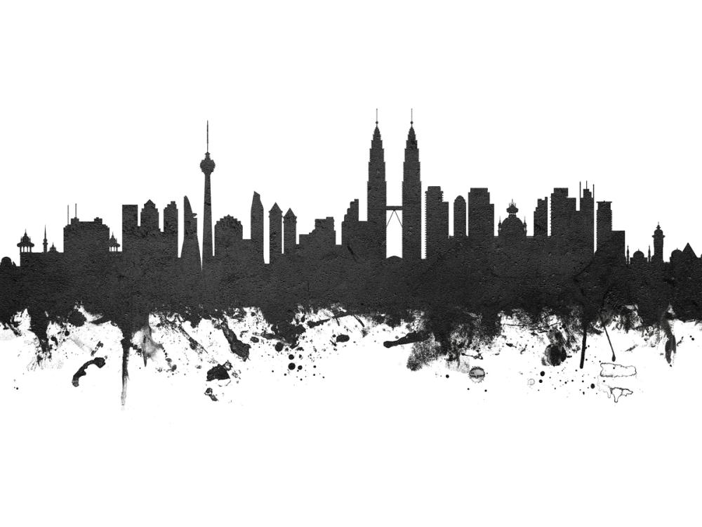 Kuala Lumpur Skyline Black & White