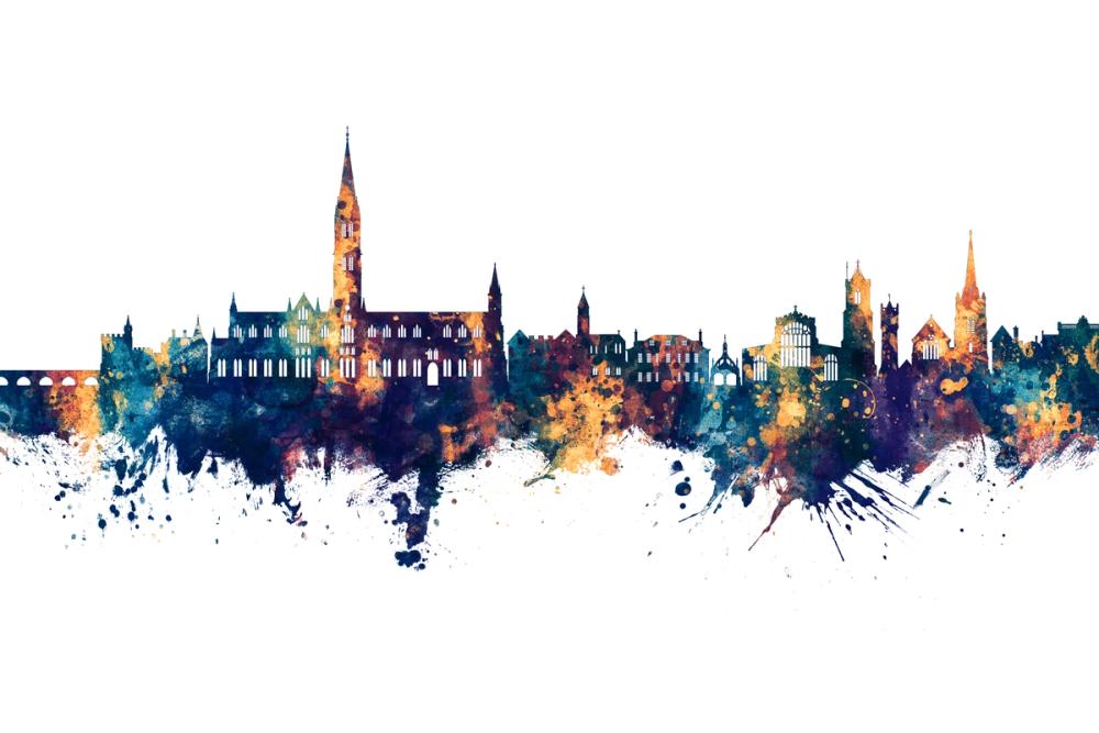 Salisbury England Skyline Blue & Bronze