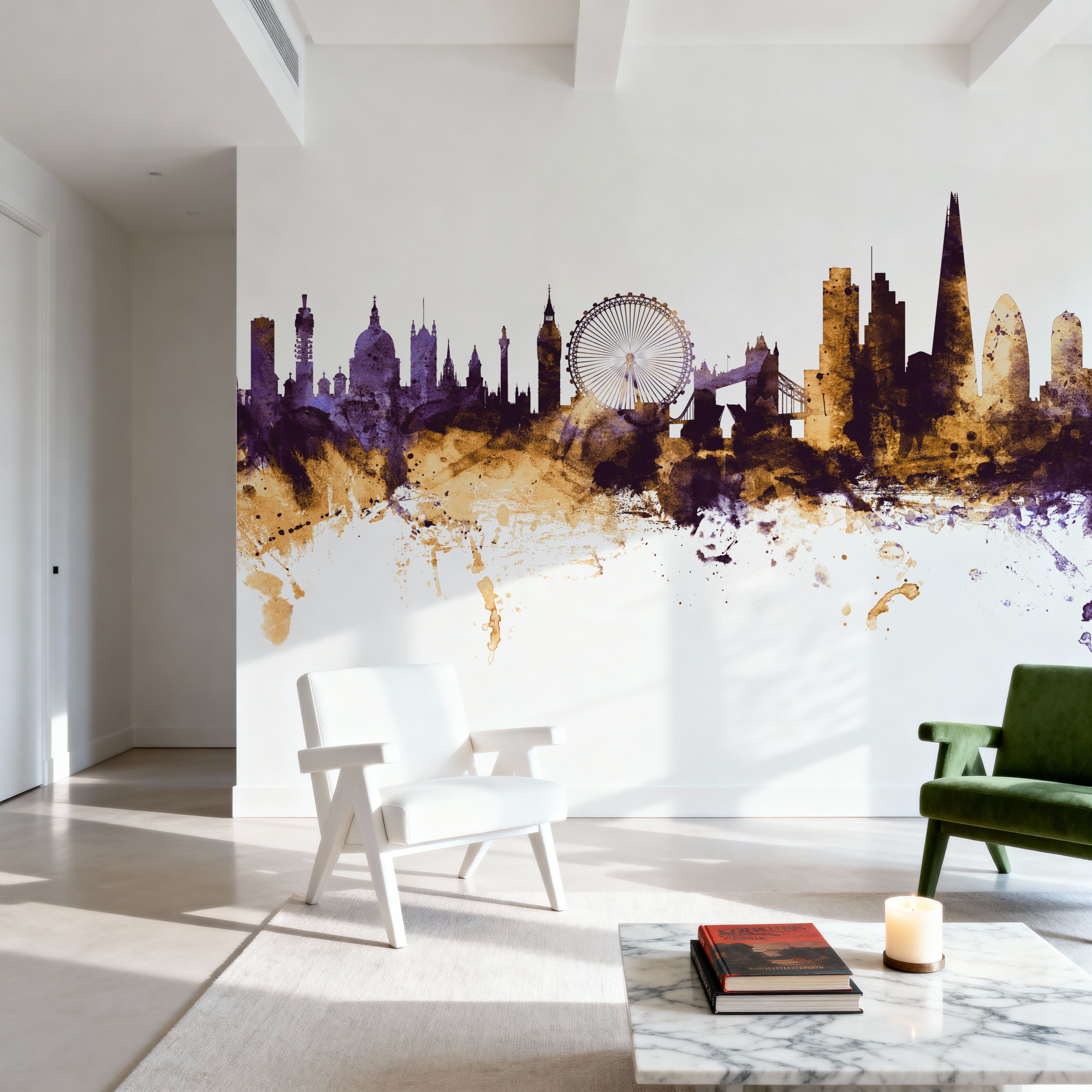 London Skyline Purple & Gold