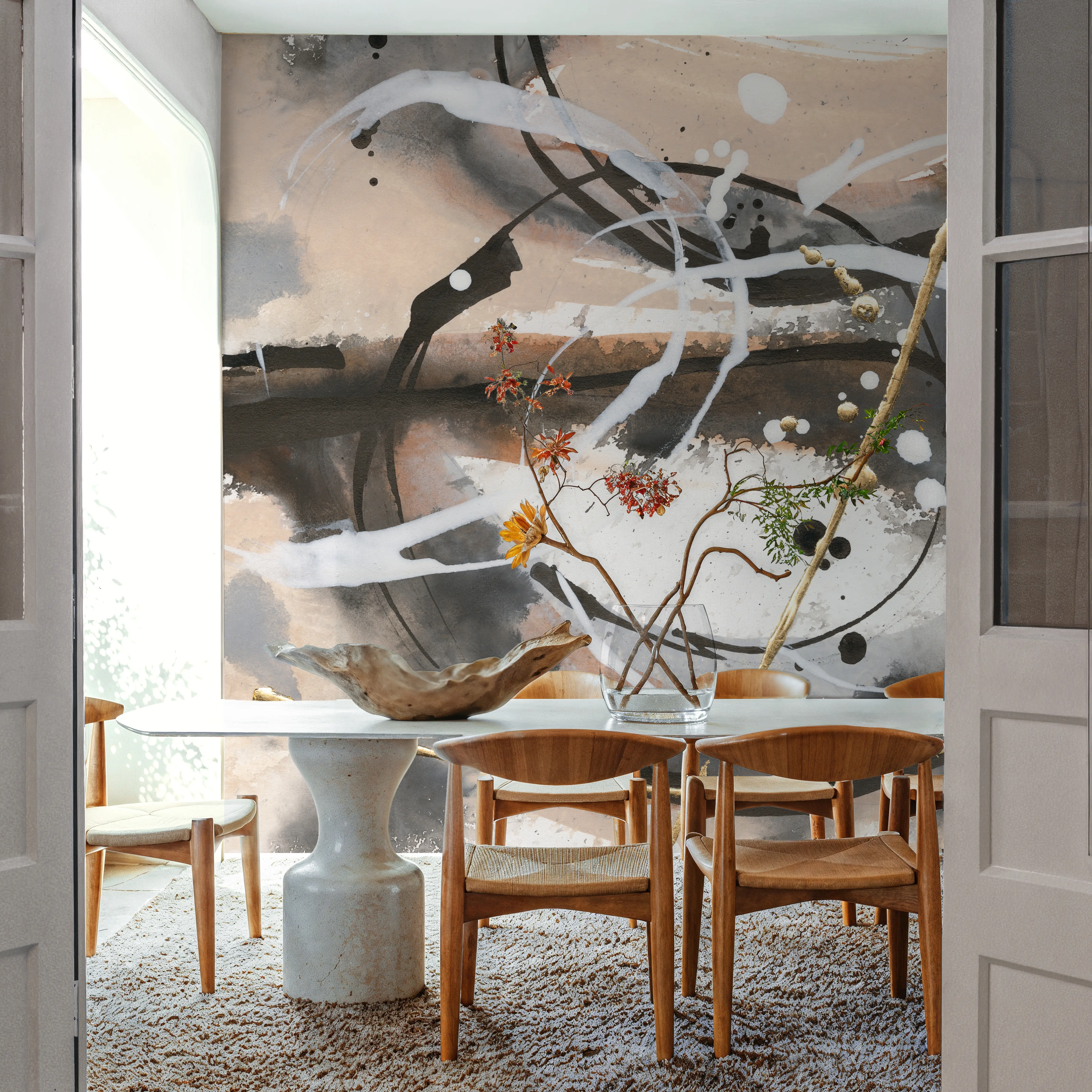 Papier Peint Panoramique - Expressionism II - Abstrait Contemporain - Marron - Chambre - Wallism Belgique - Encollage au mur ou Autocollant