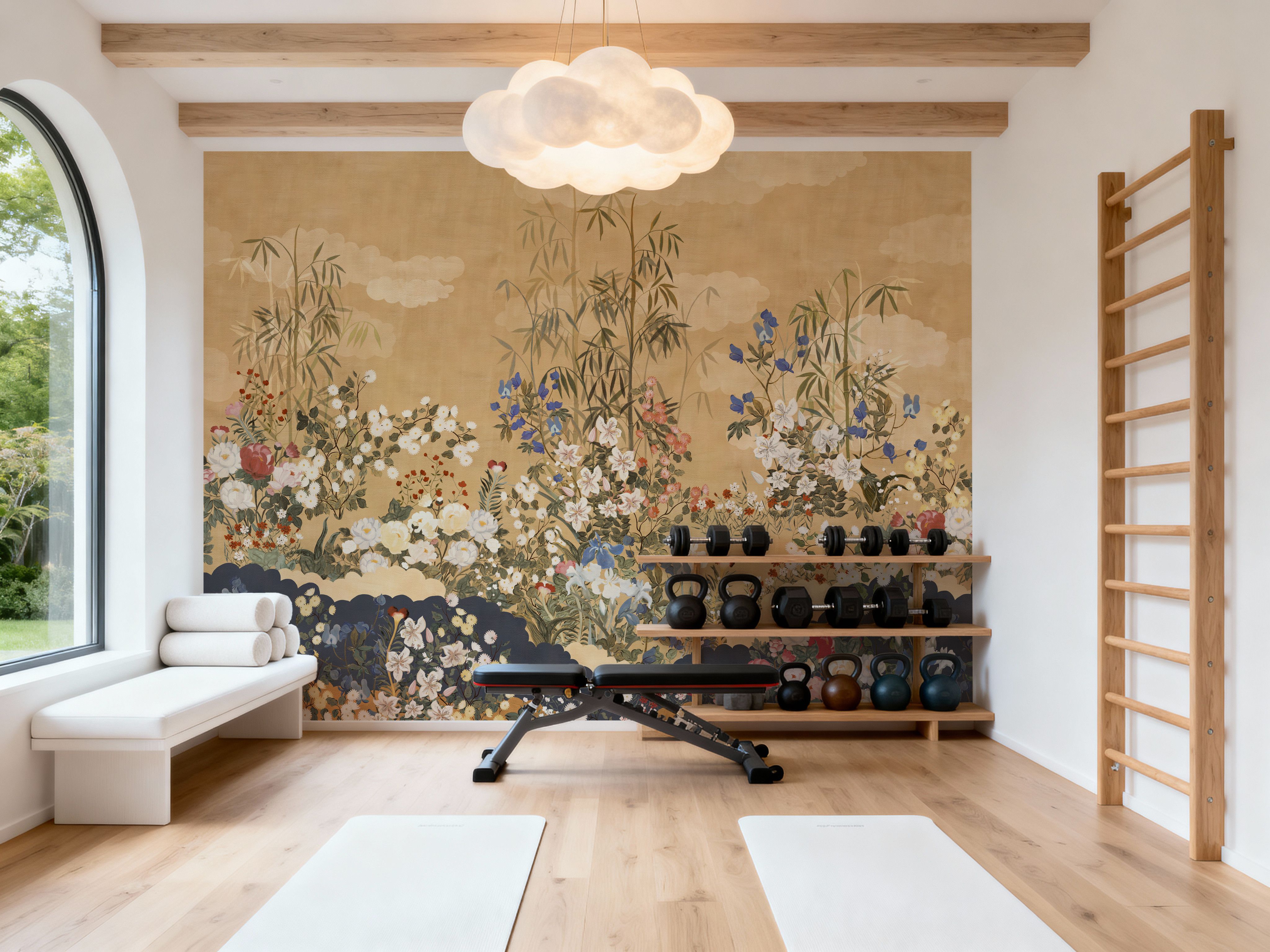 Kasumi Garden, Honey Ochre, Wallpaper