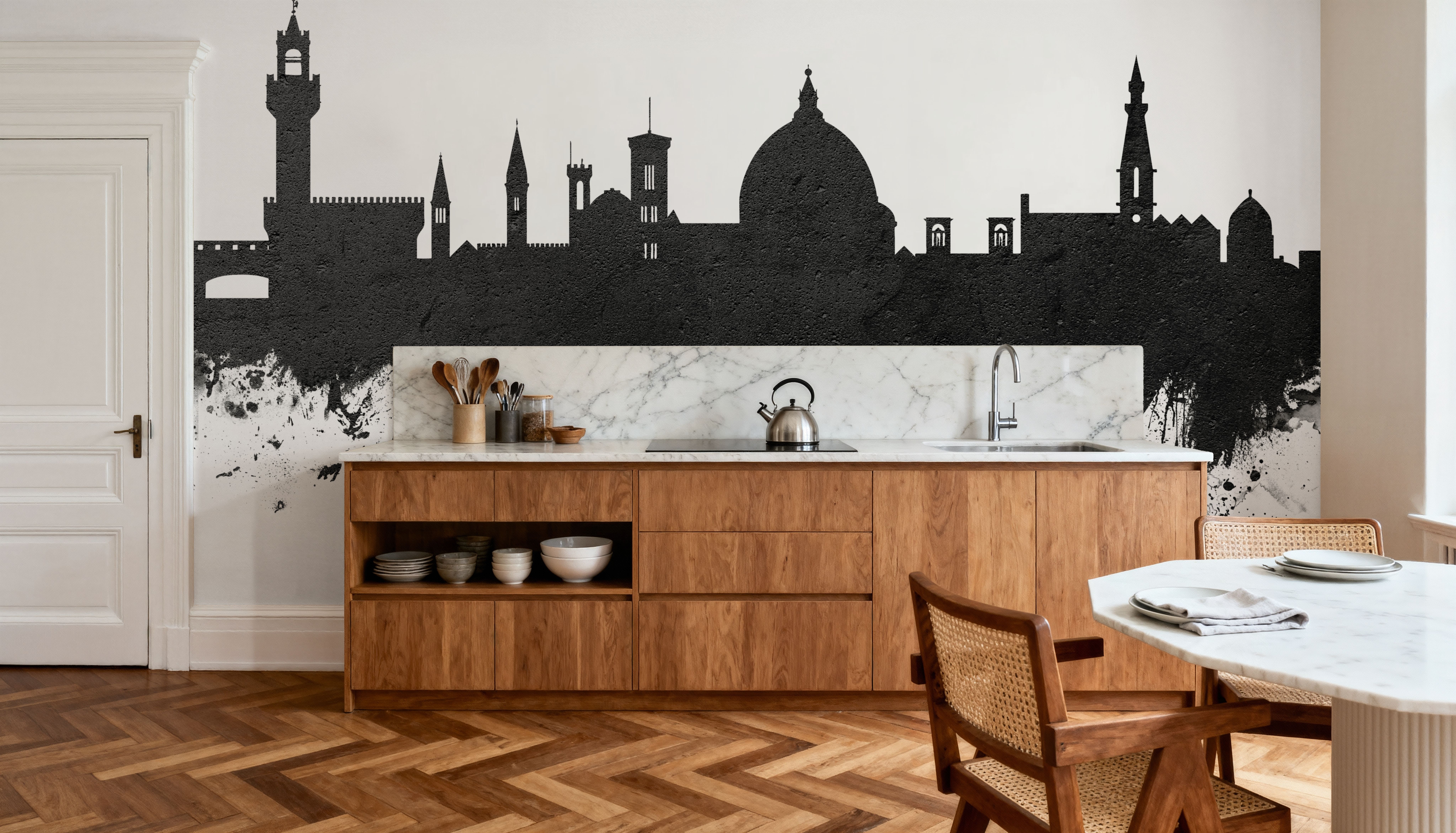 Florence Italy Skyline Black & White, Wallpaper