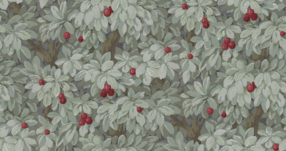 Fruit Tree Bower, Crimson on Green