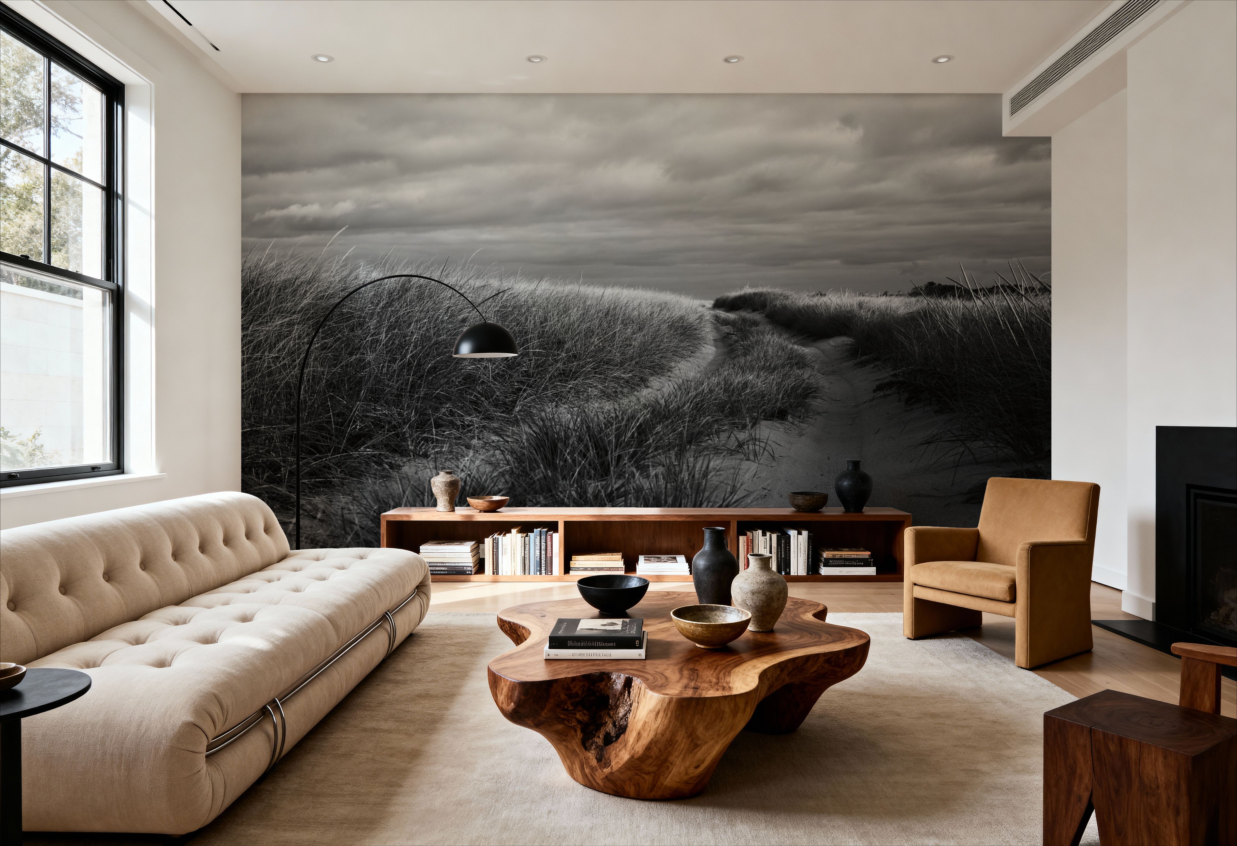 Wall Mural - Beach Grasses - Beach Landscapes mural wallpaper - Gray - Offices - Wallism US - Premium, Textured or Peel & Stick