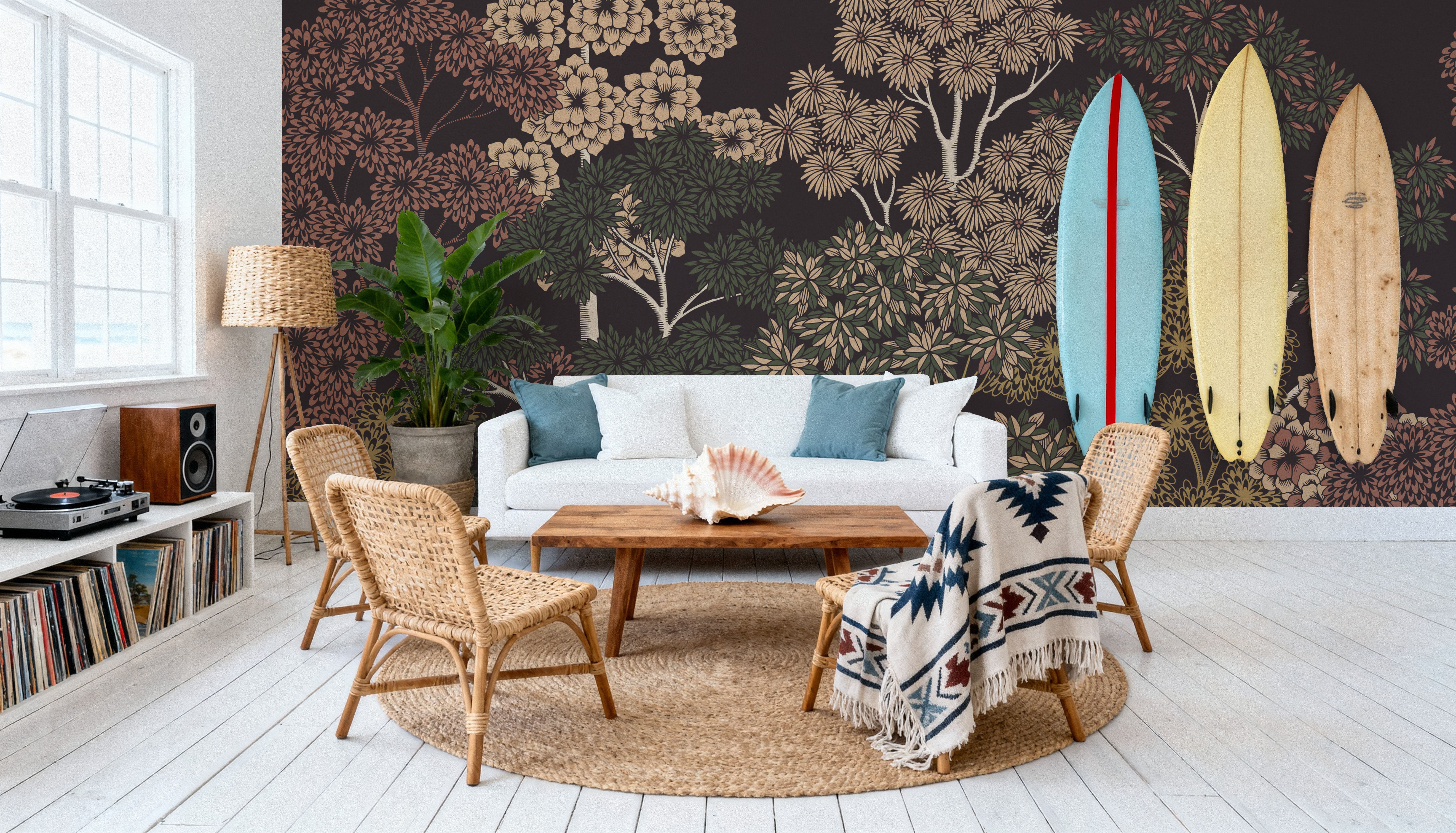 Overleaf Woodland, Cocoa, Wallpaper