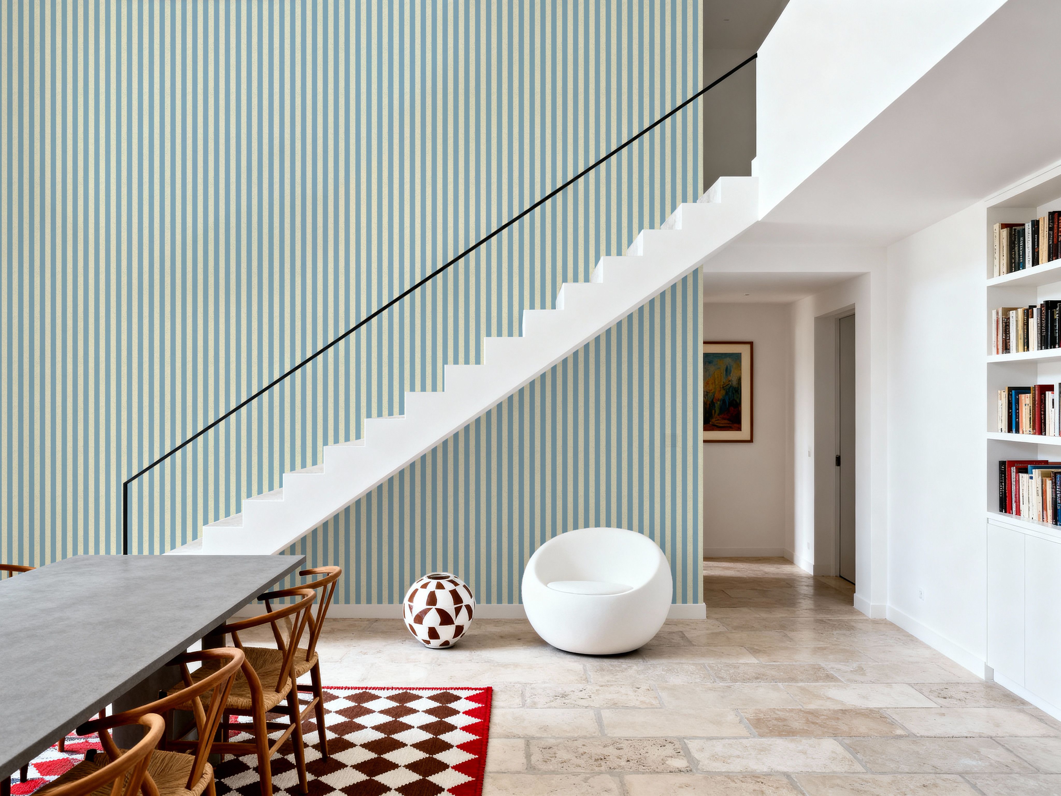 Ticking Awning Stripes, Baby Blue