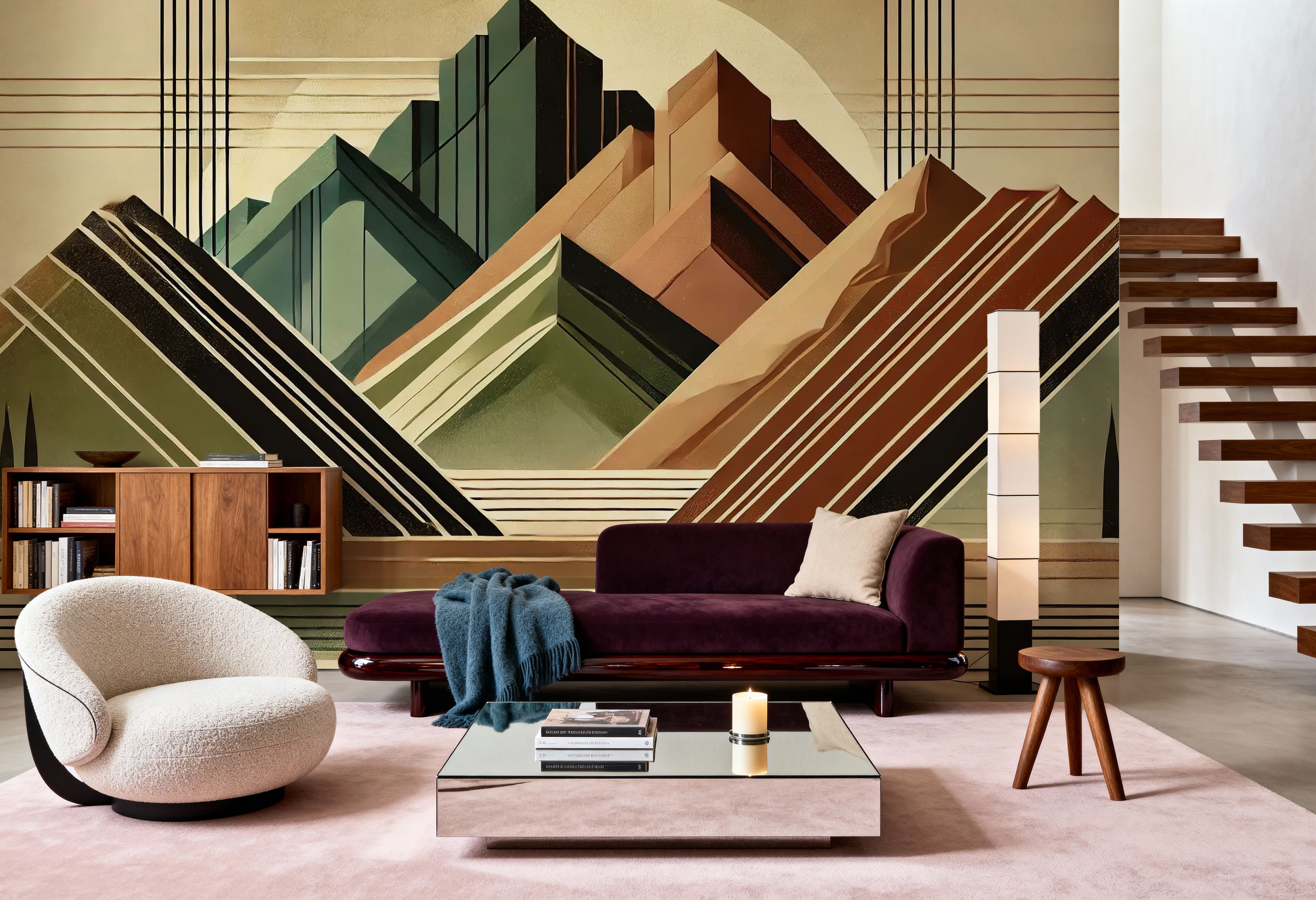Elegant Art Deco Mountain Peaks