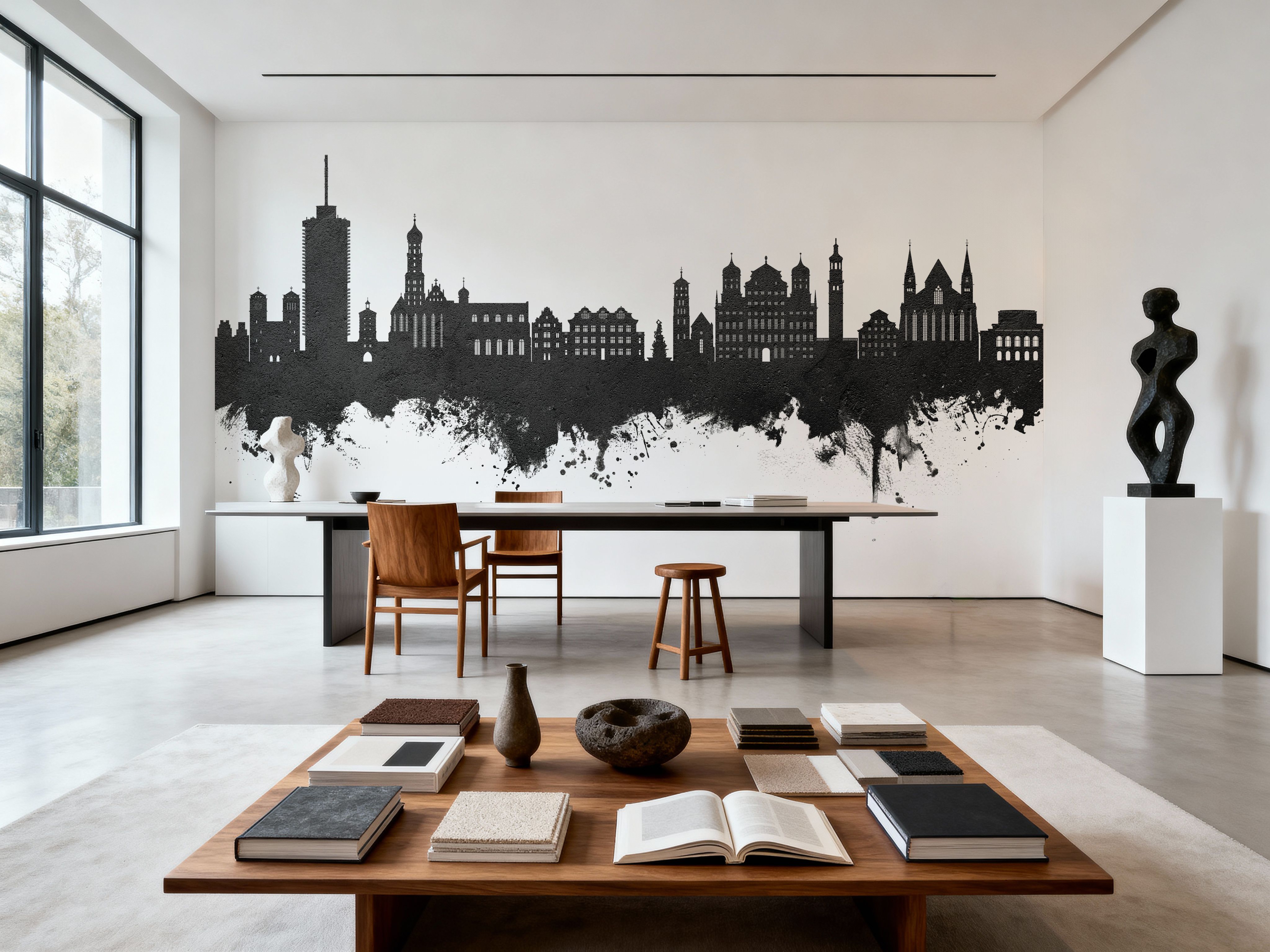 Augsburg Germany Skyline Black & White