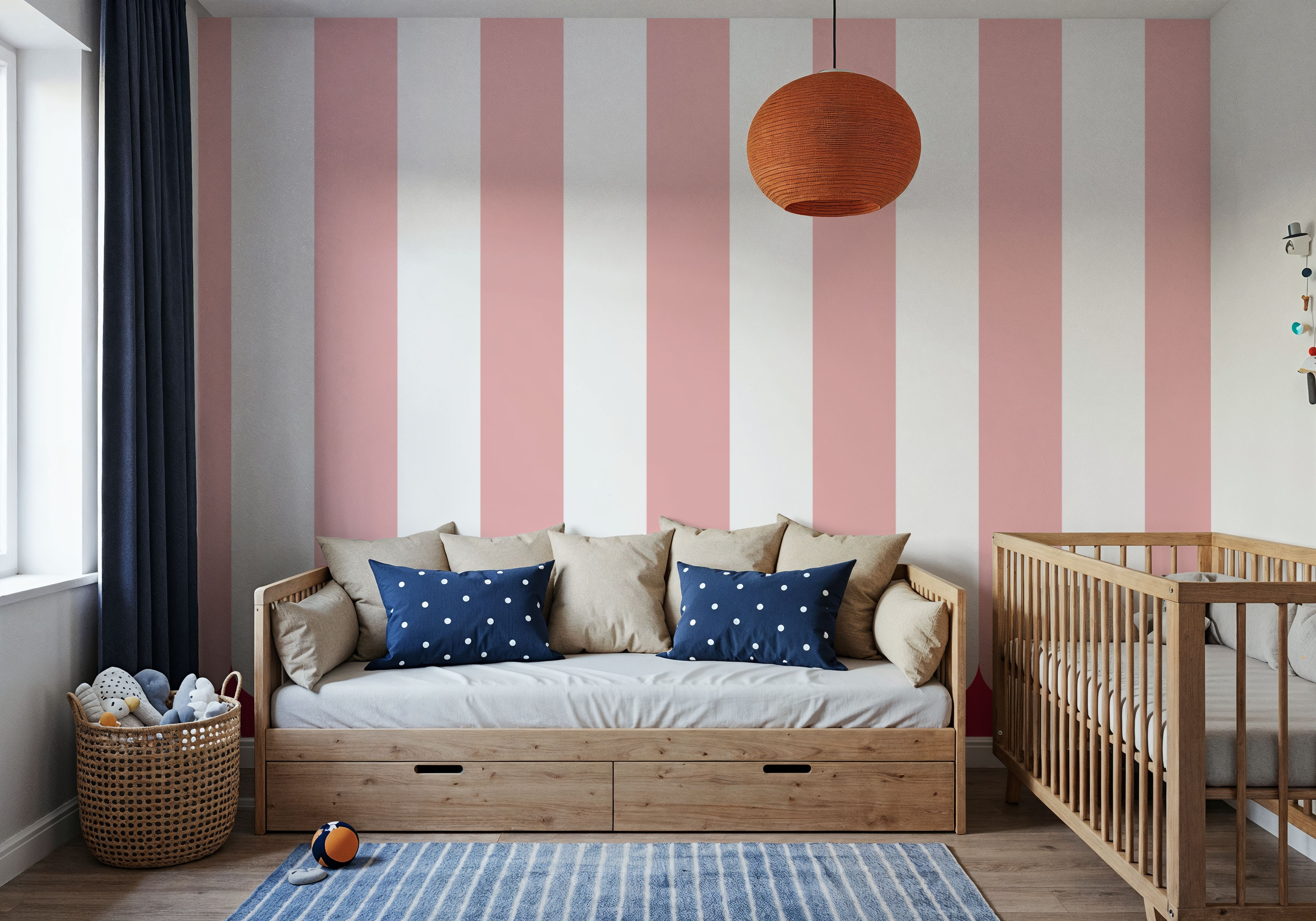 Scalloped Circus Stripes, Pink