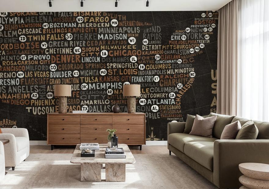 US City Map Black