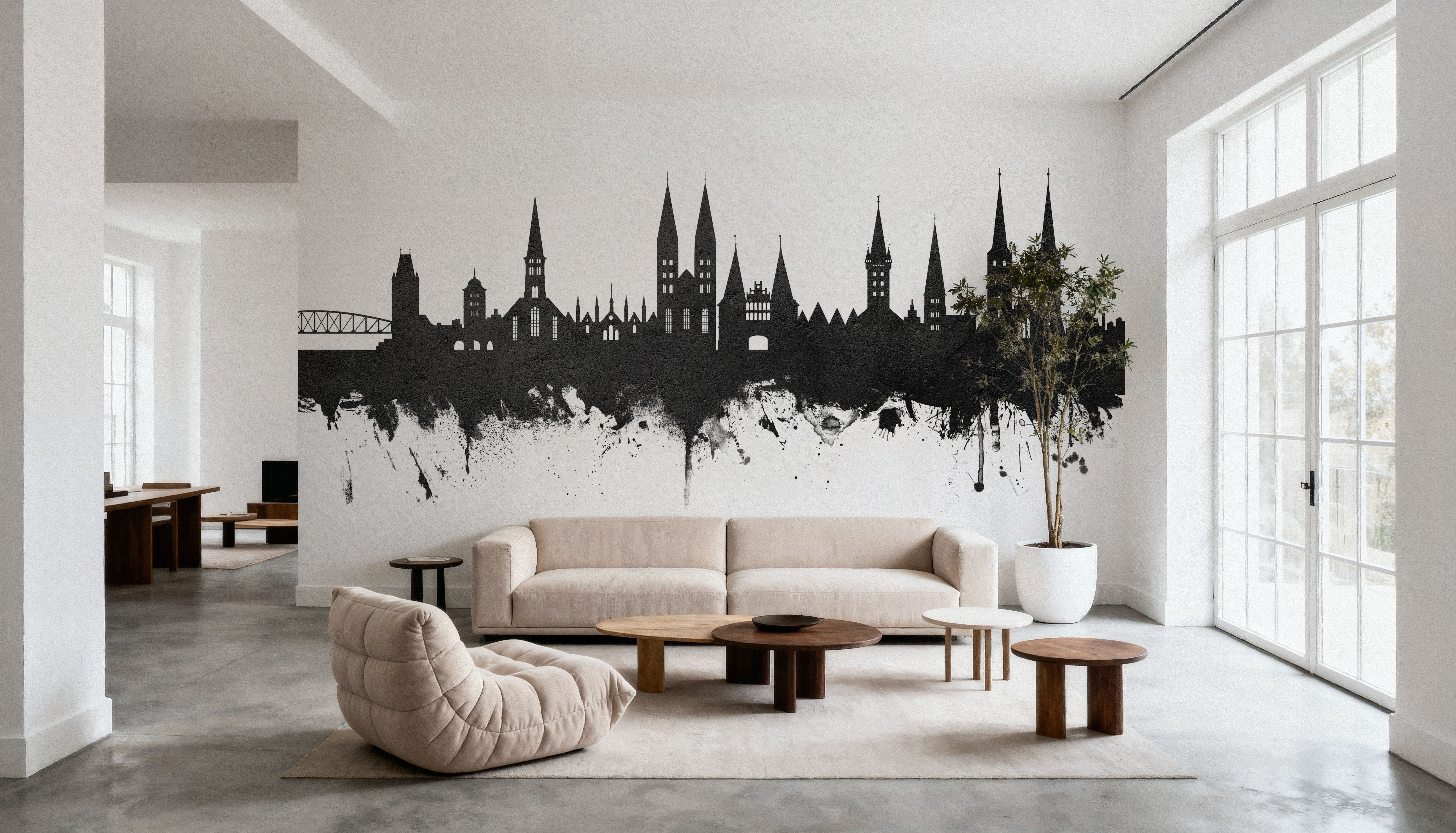 Lubeck Germany Skyline Black & White