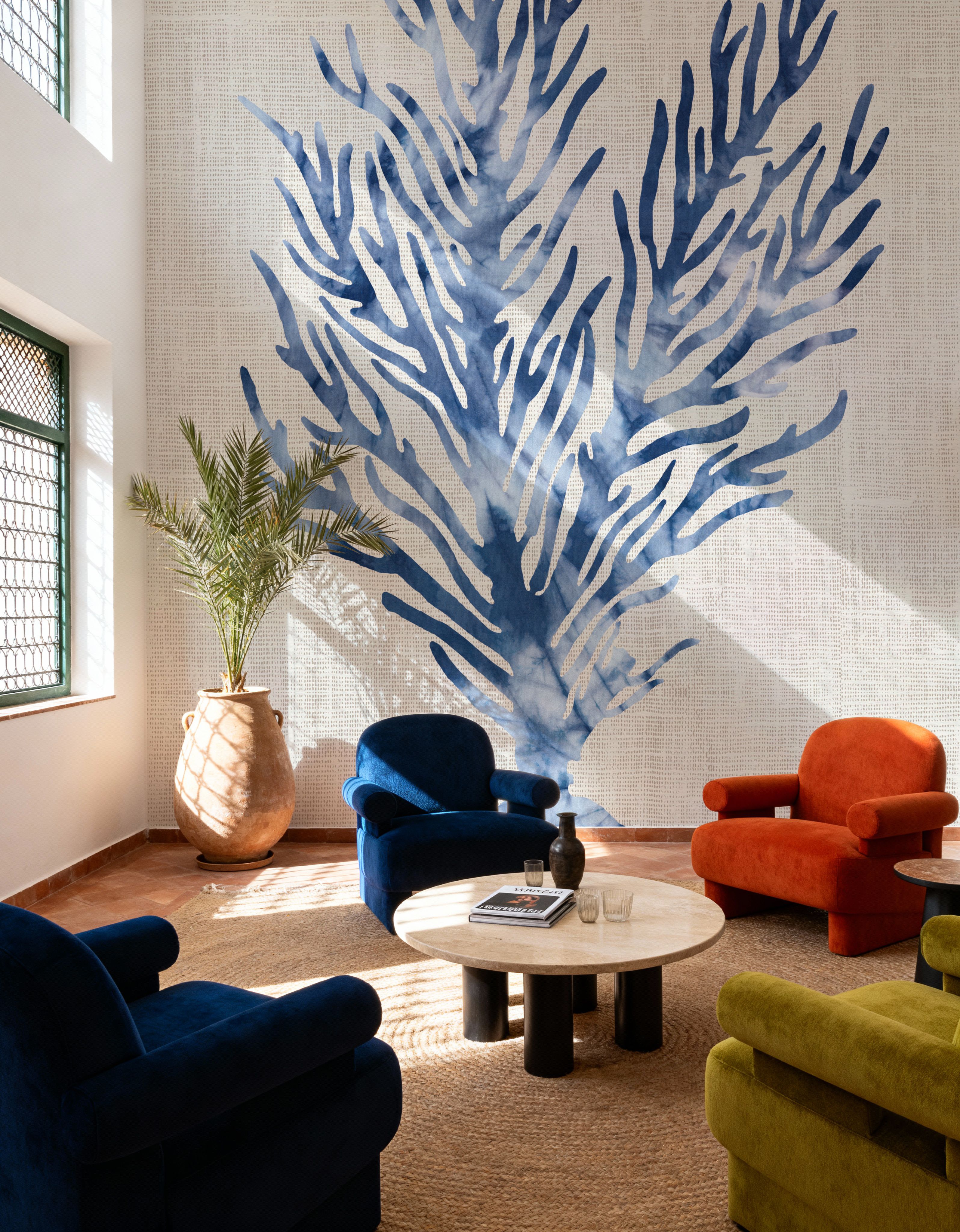 Shibori Coral IV on Linen