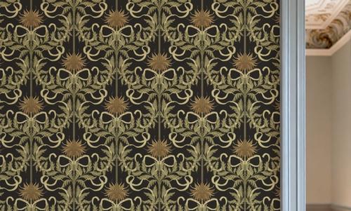 Floral Damask & Bows, Beige