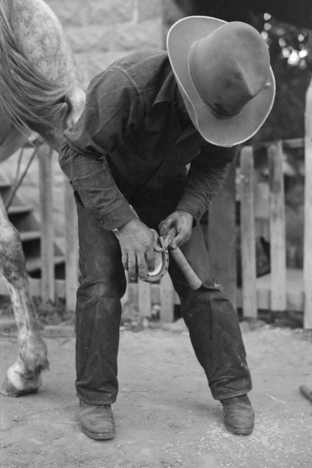 Farmer Shoeing a Horse