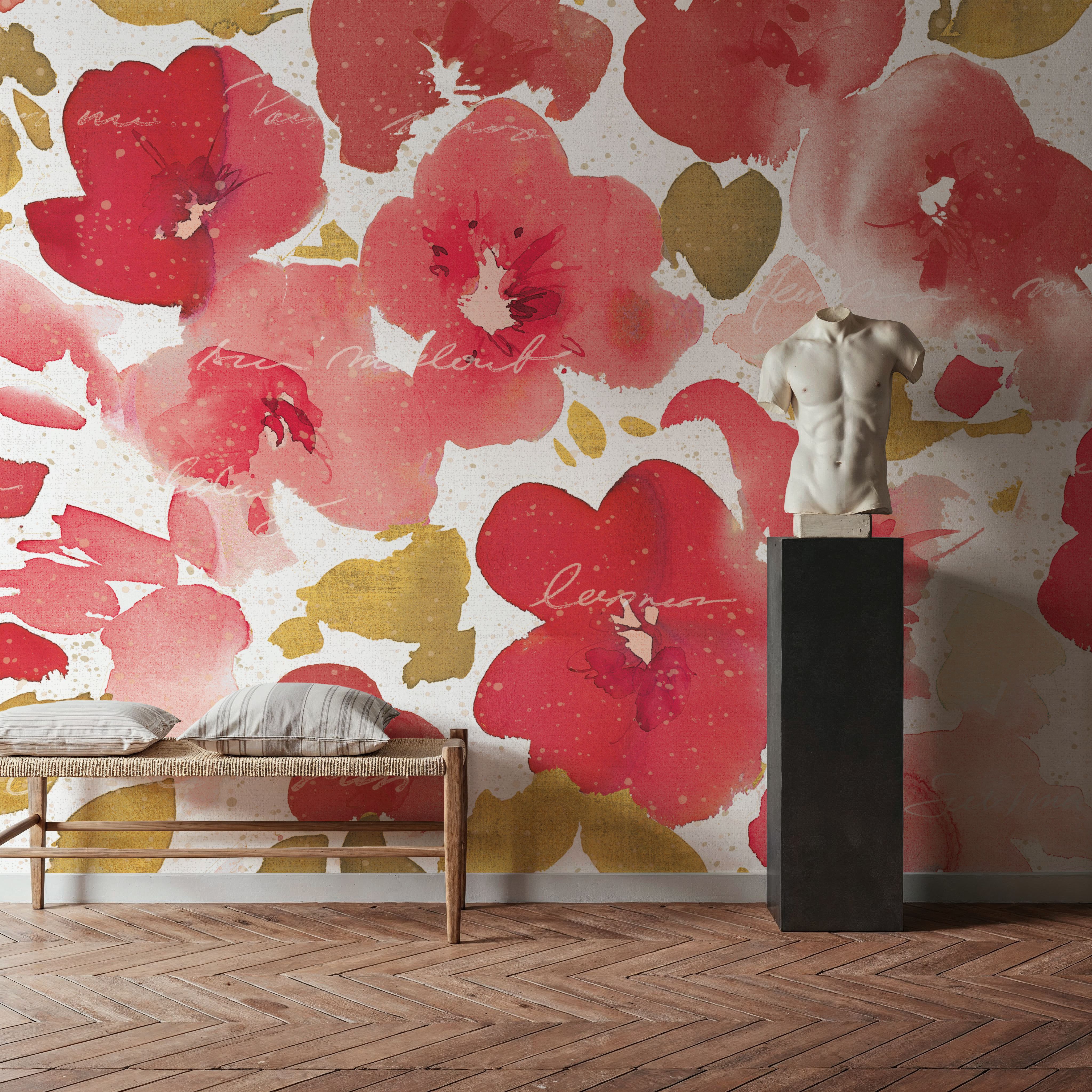 Floral Flow I Red Gold