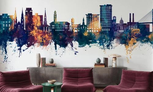 Savannah Georgia Skyline Blue & Bronze