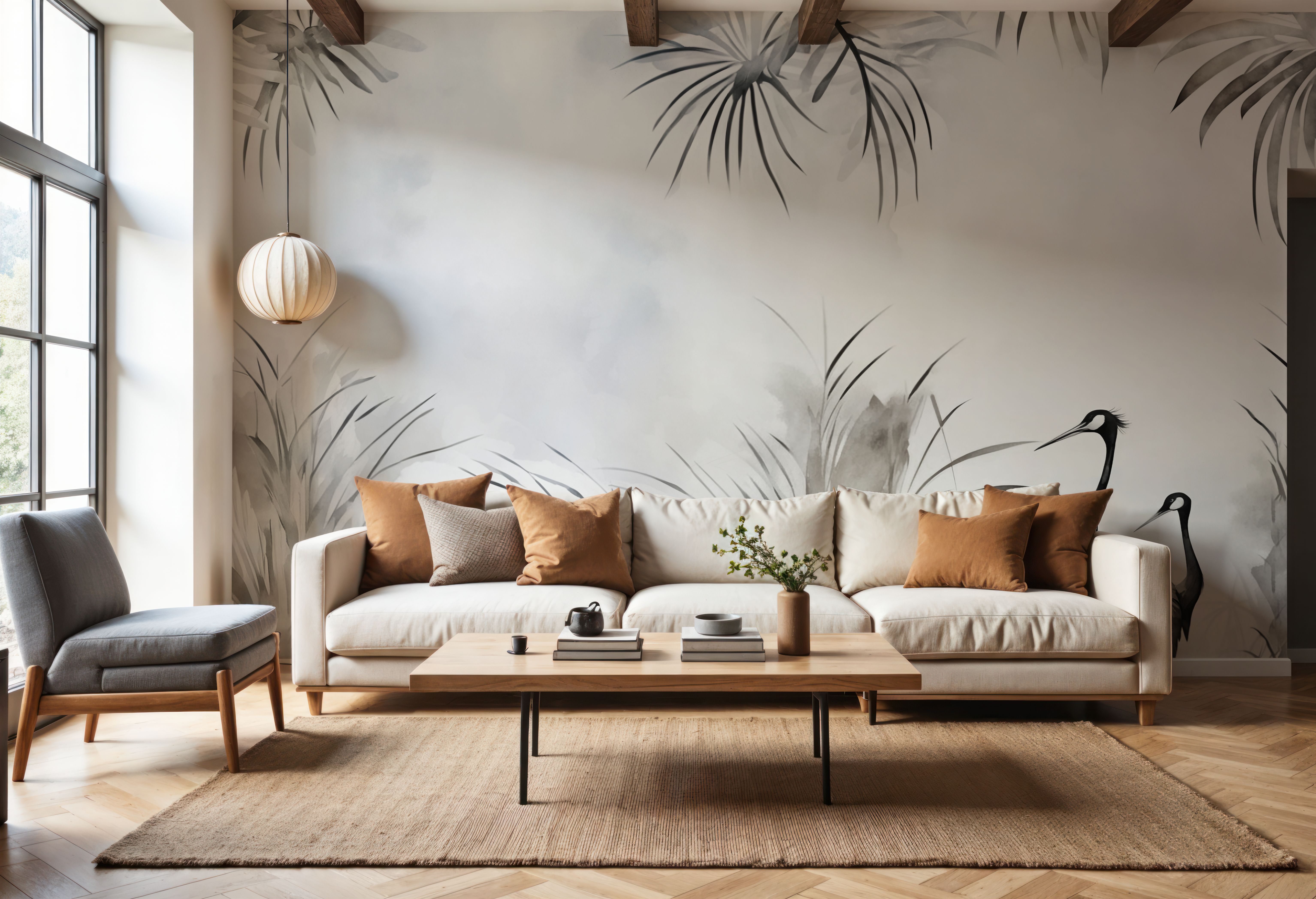 Cranes in a Field Gray