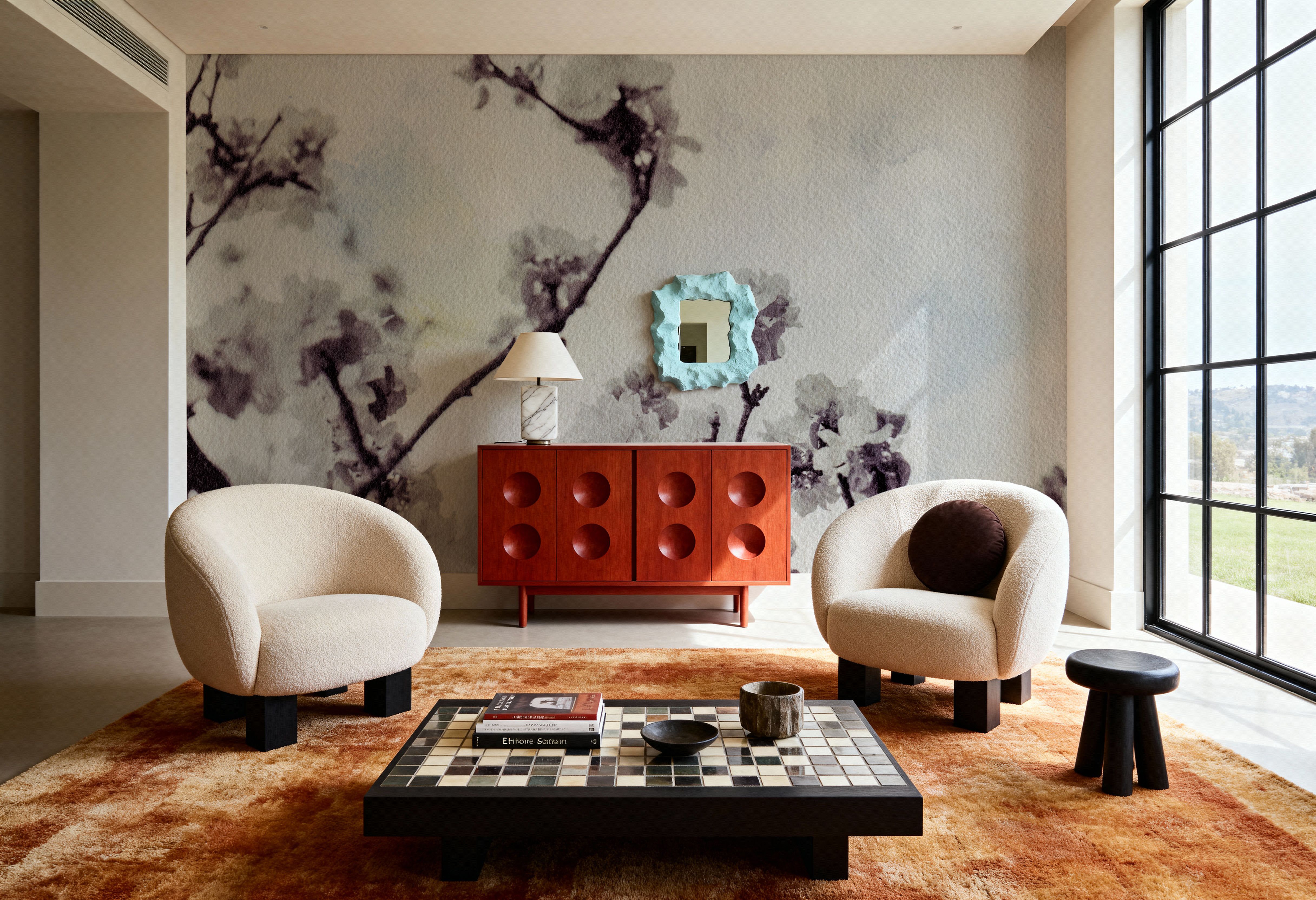 Wall Mural - Subtle Blossom - Japandi mural wallpaper - Offices - Wallism US - Premium, Textured or Peel & Stick