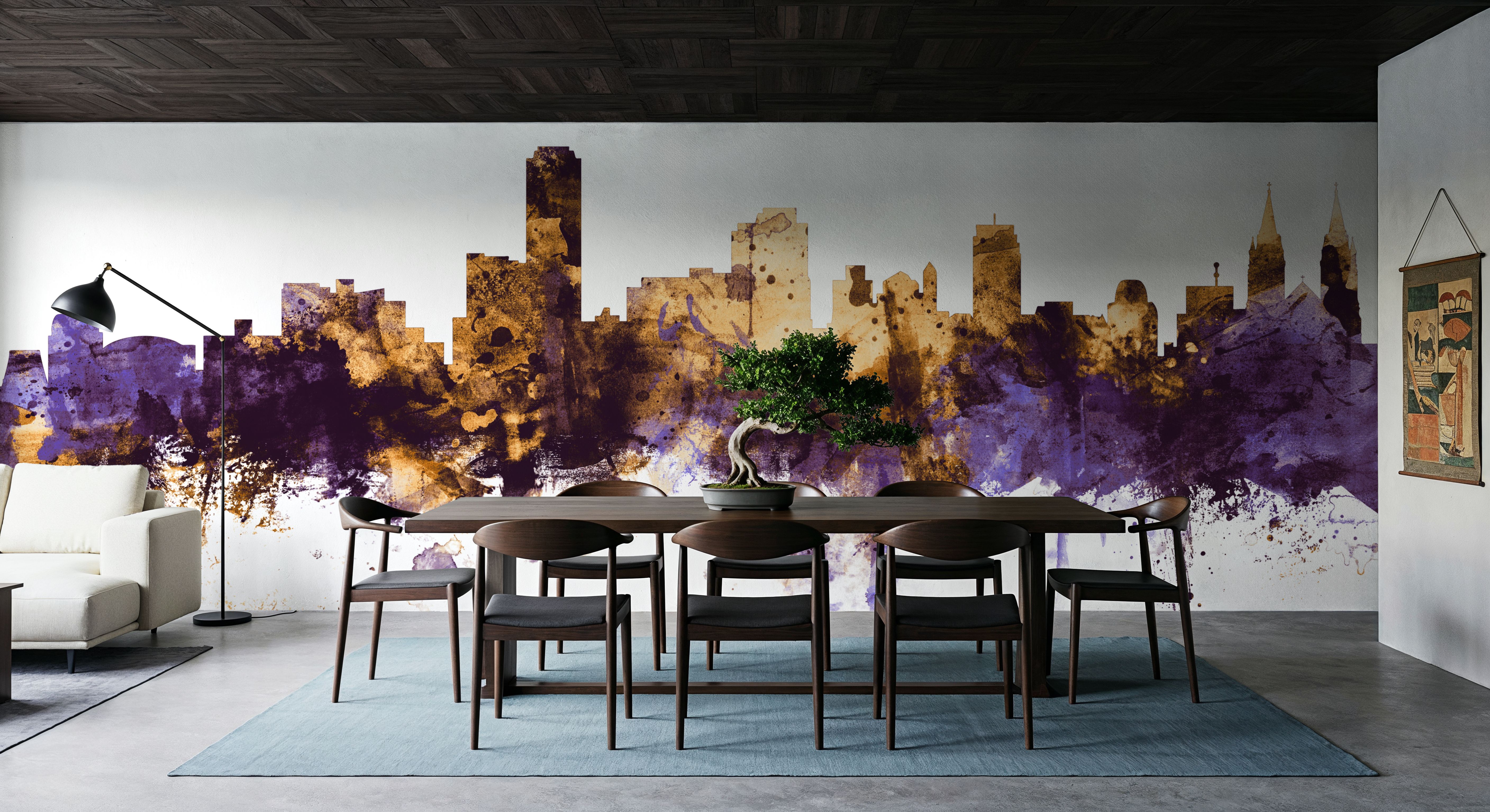 Adelaide Australia Skyline Purple & Gold