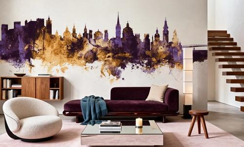 Salzburg Austria Skyline Purple & Gold