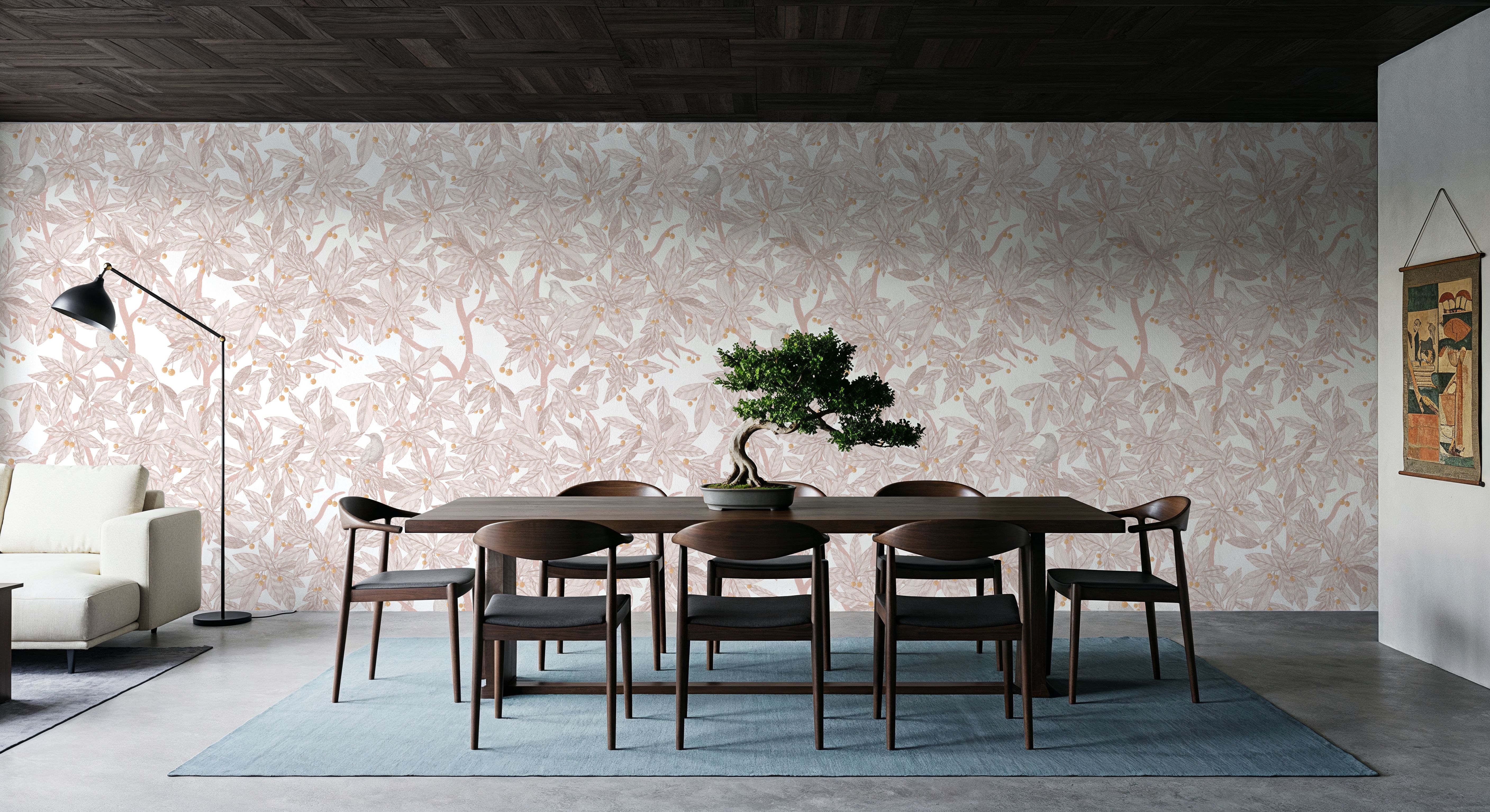 Cherry Tree Birds, Blush Pink