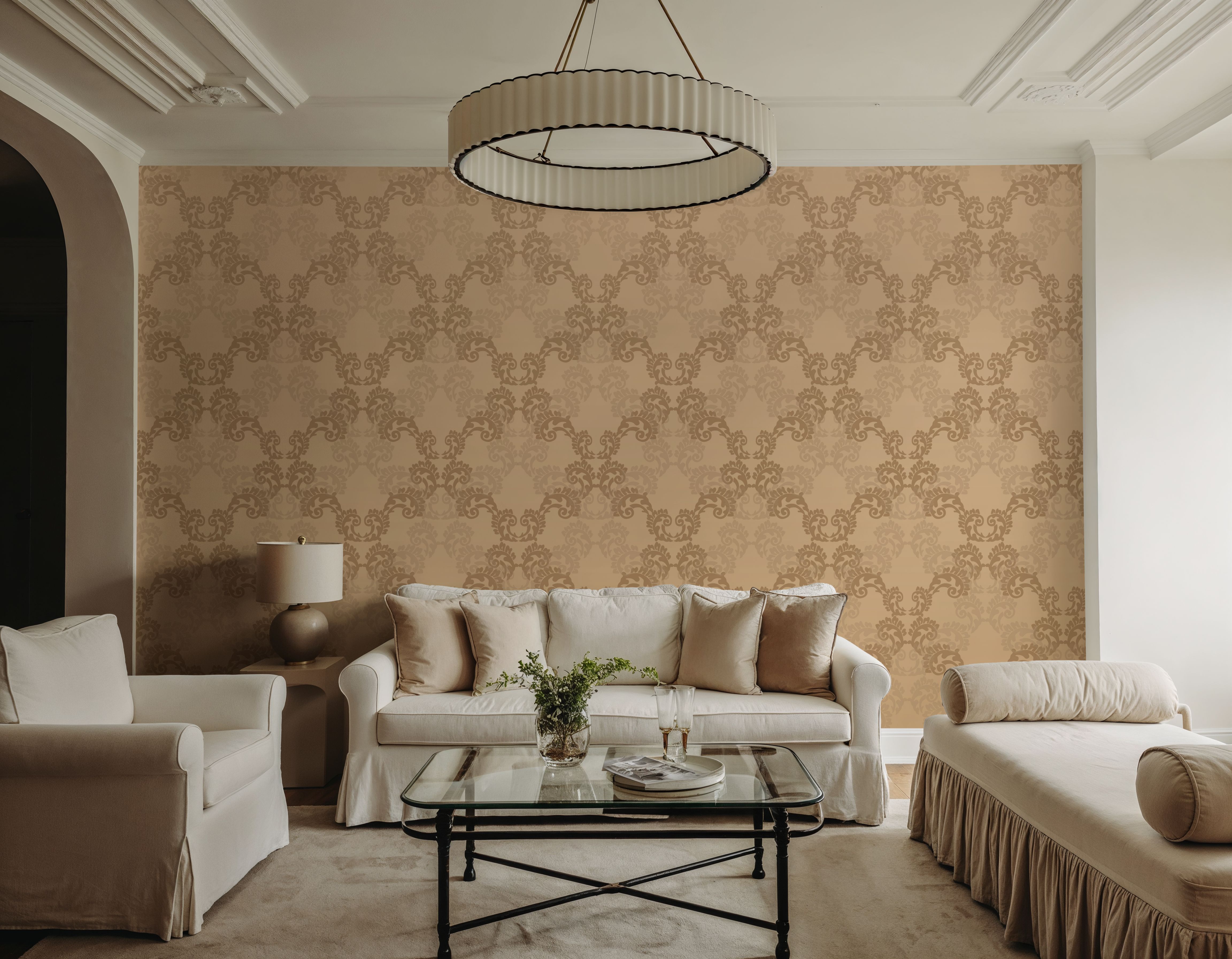 Overlay Damask Brown