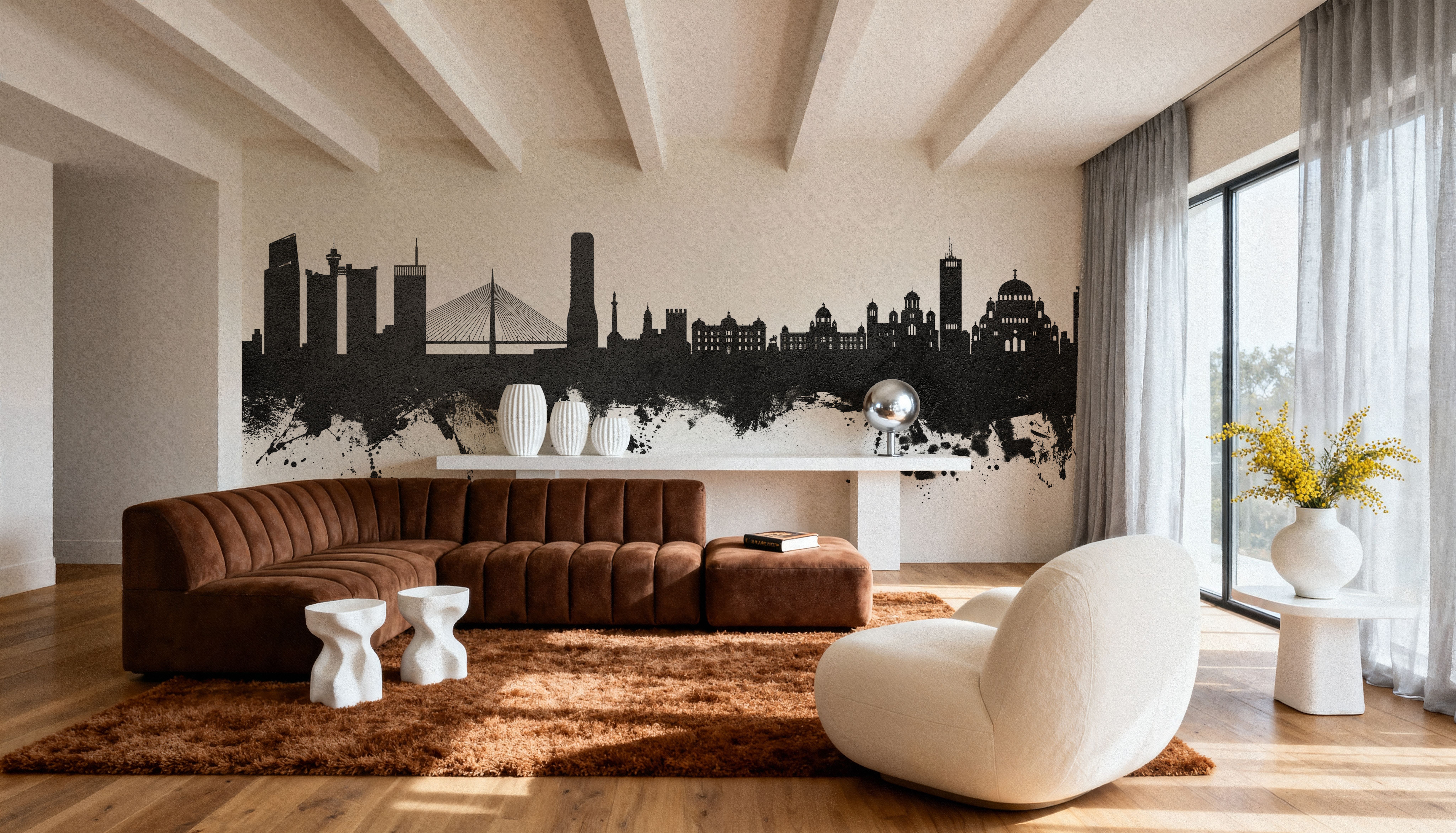 Belgrade Serbia Skyline Black & White