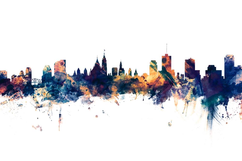 Ottowa Canada Skyline Blue & Bronze