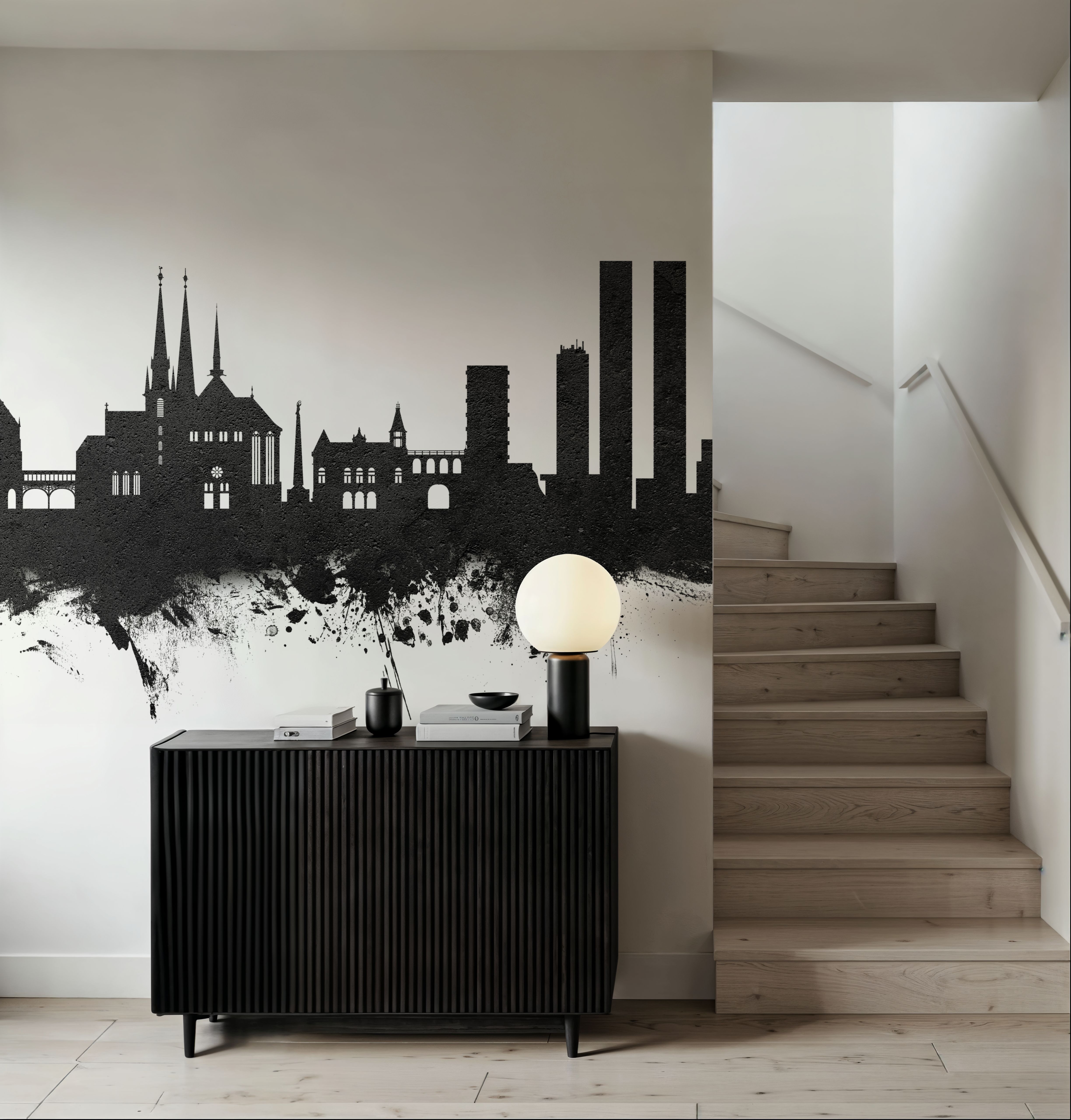 Luxembourg City Skyline Black & White