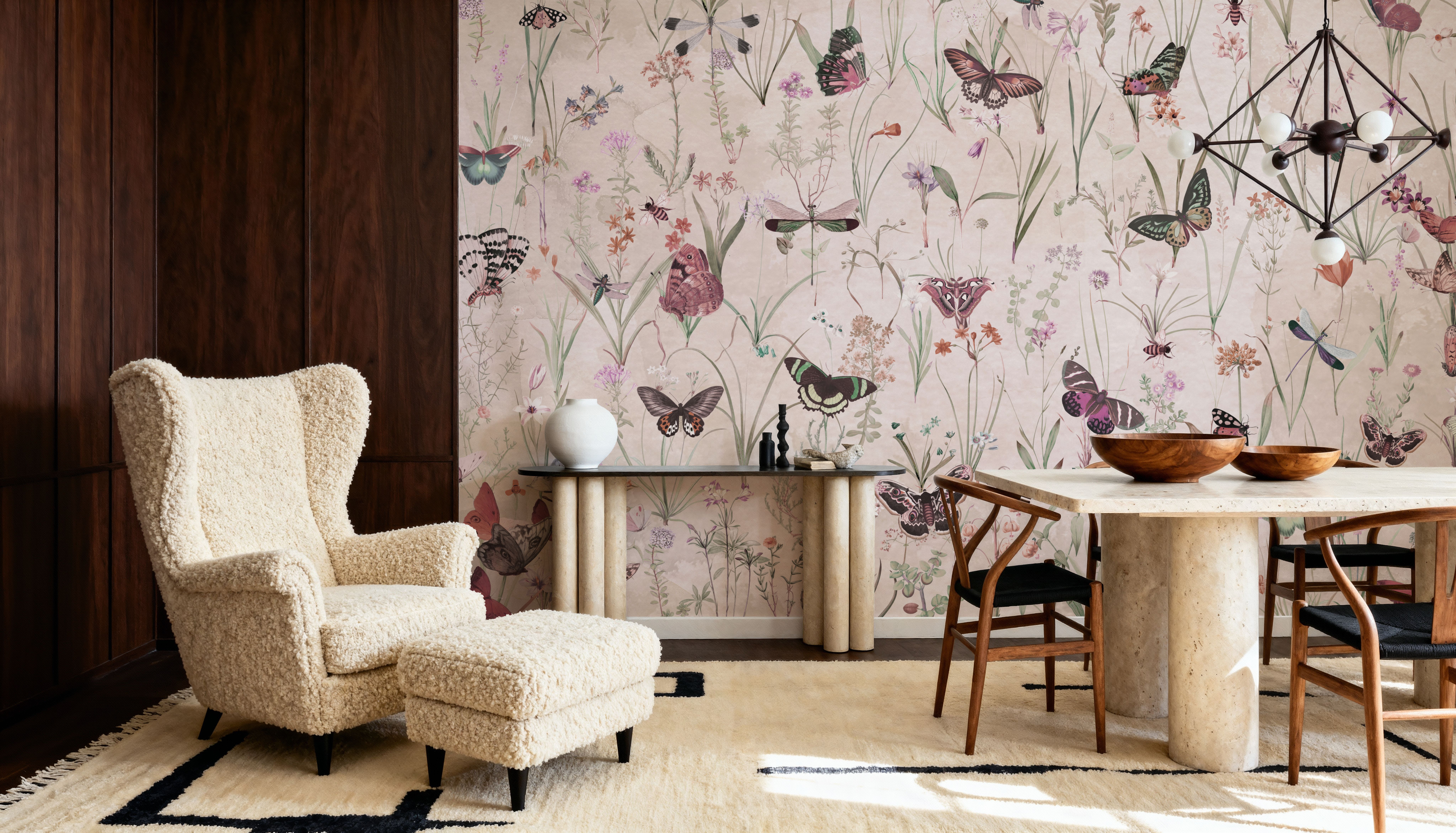 Herbals and Butterflies Beige