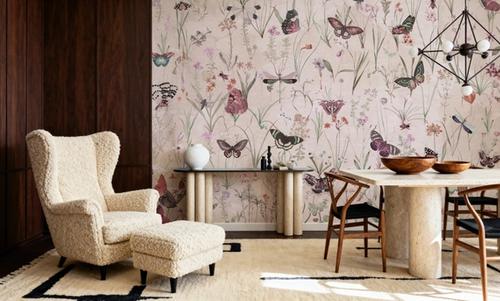 Herbals and Butterflies Beige