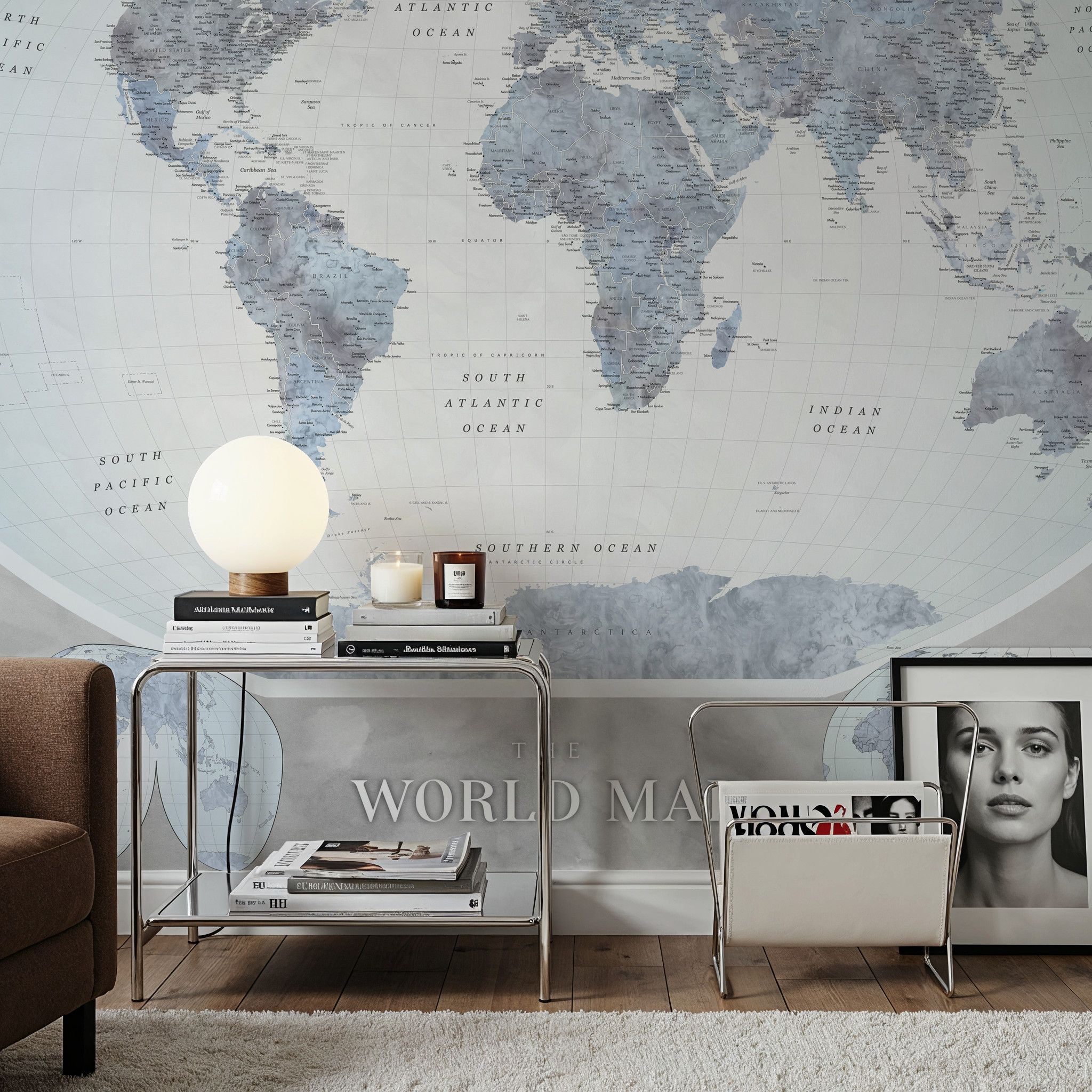 World Map Atlas Blue