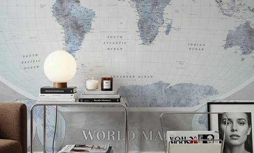 World Map Atlas Blue