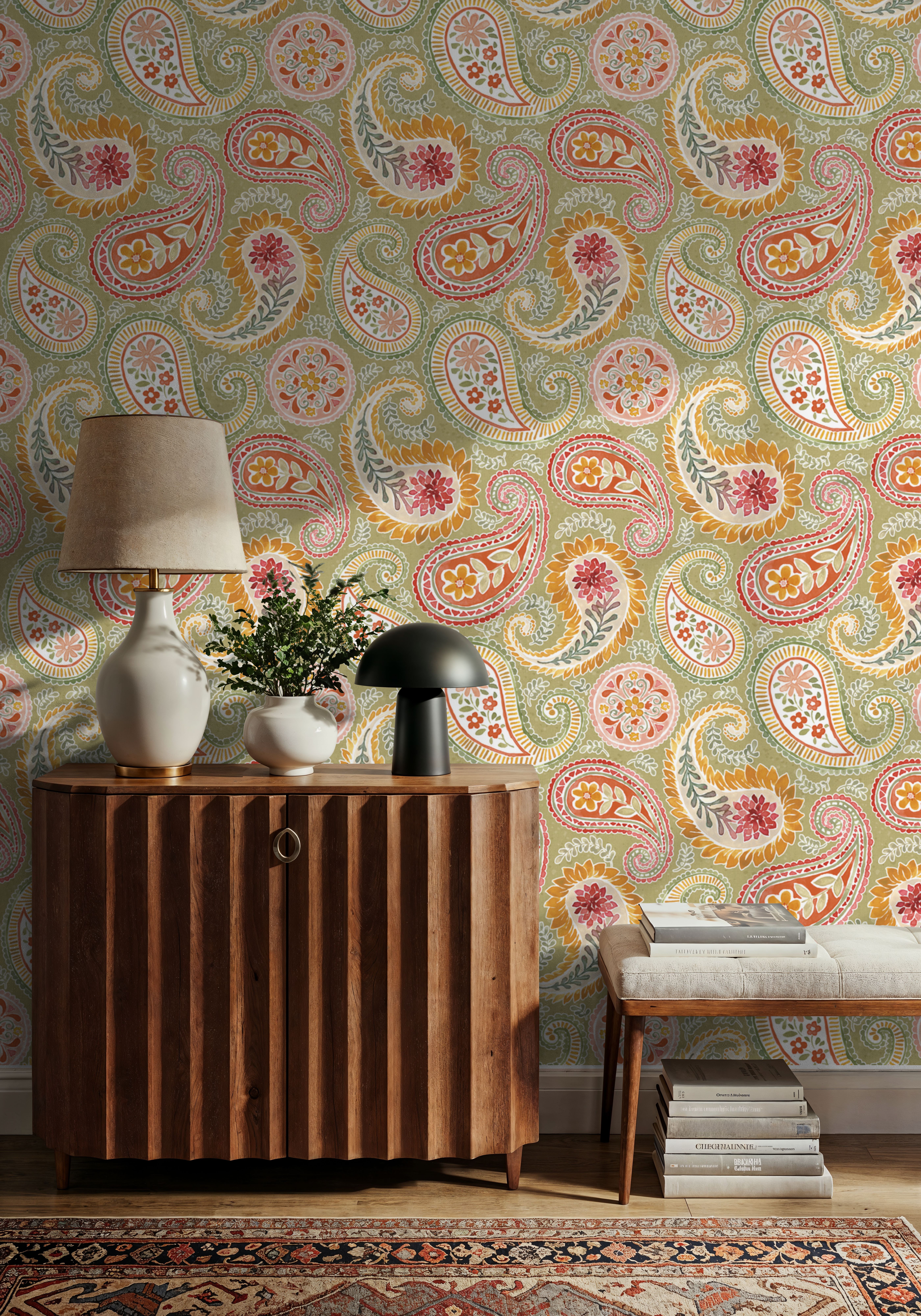 Harvest Paisley Swamp Green