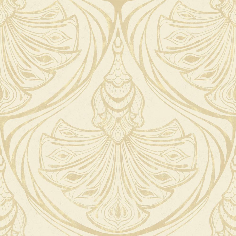 Art Deco Peacock Scallops, Ecru