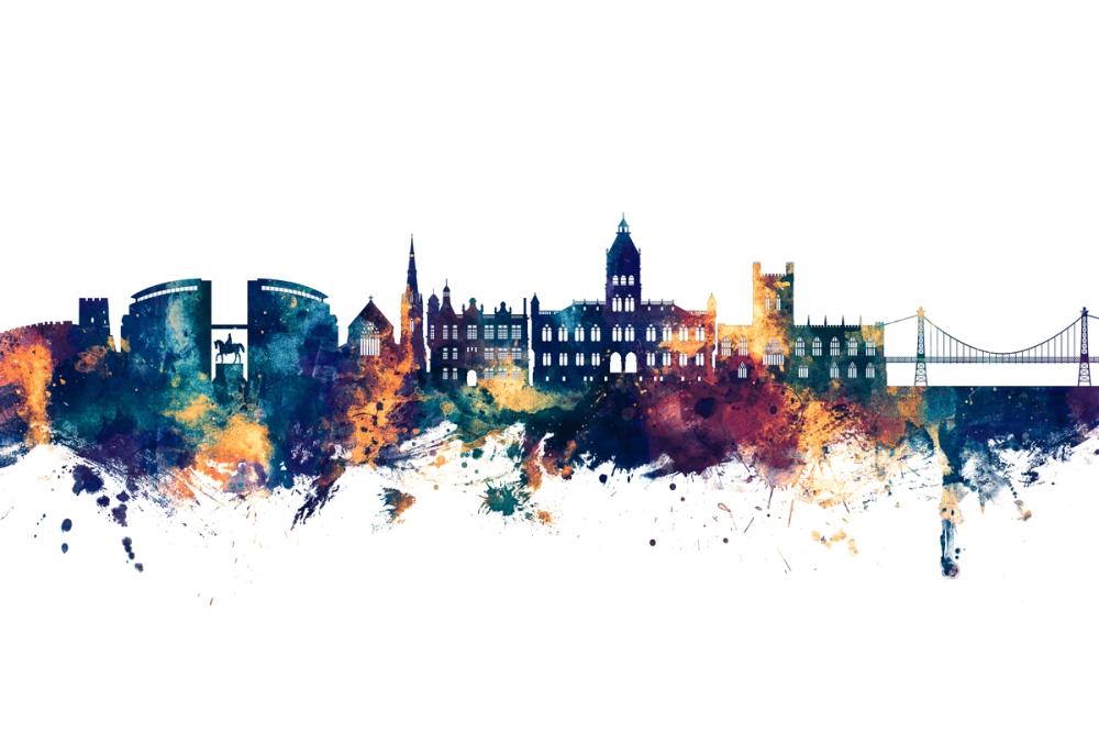 Chester England Skyline Blue & Bronze