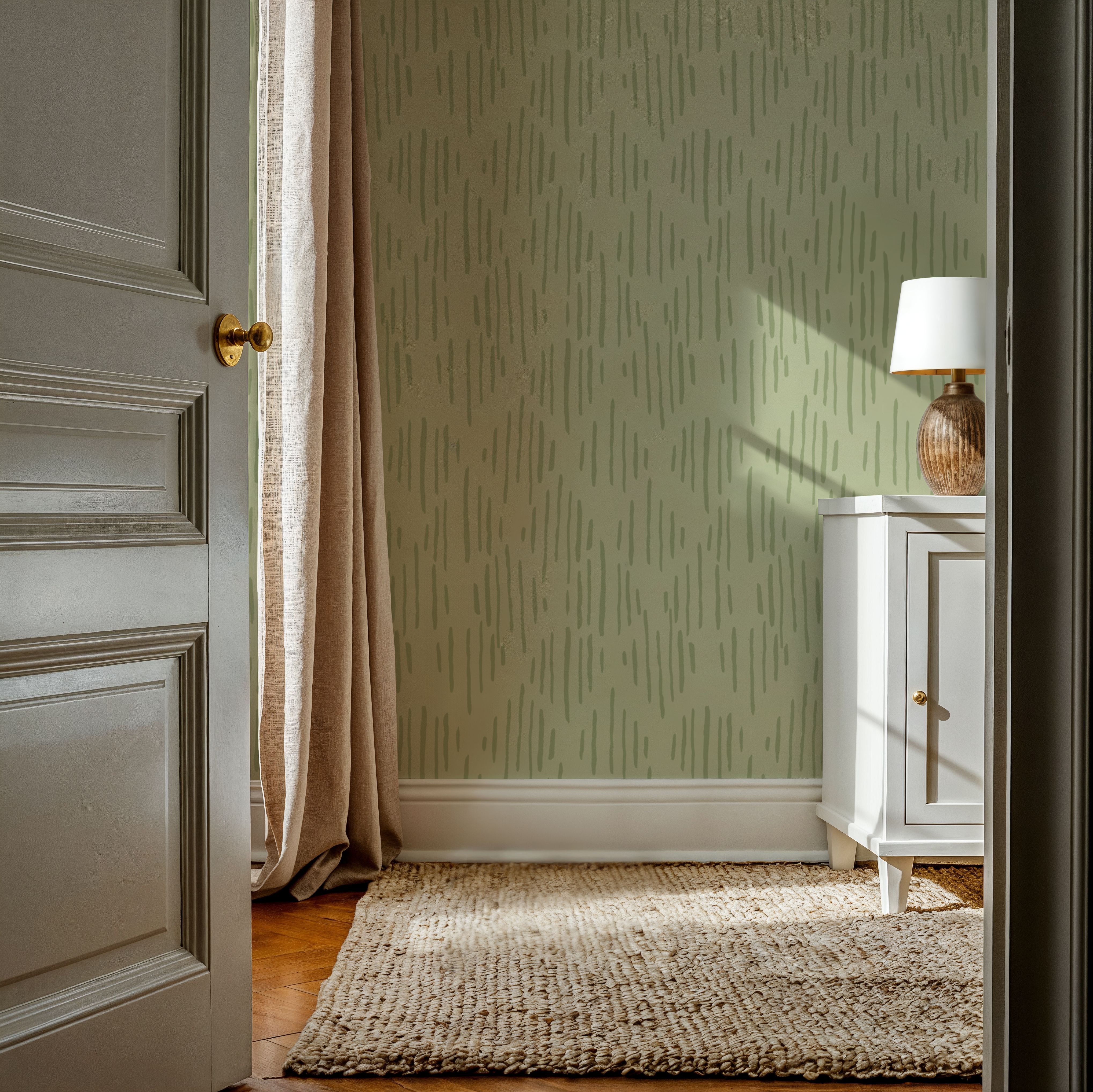 Macrame Lines Green, Wallpaper